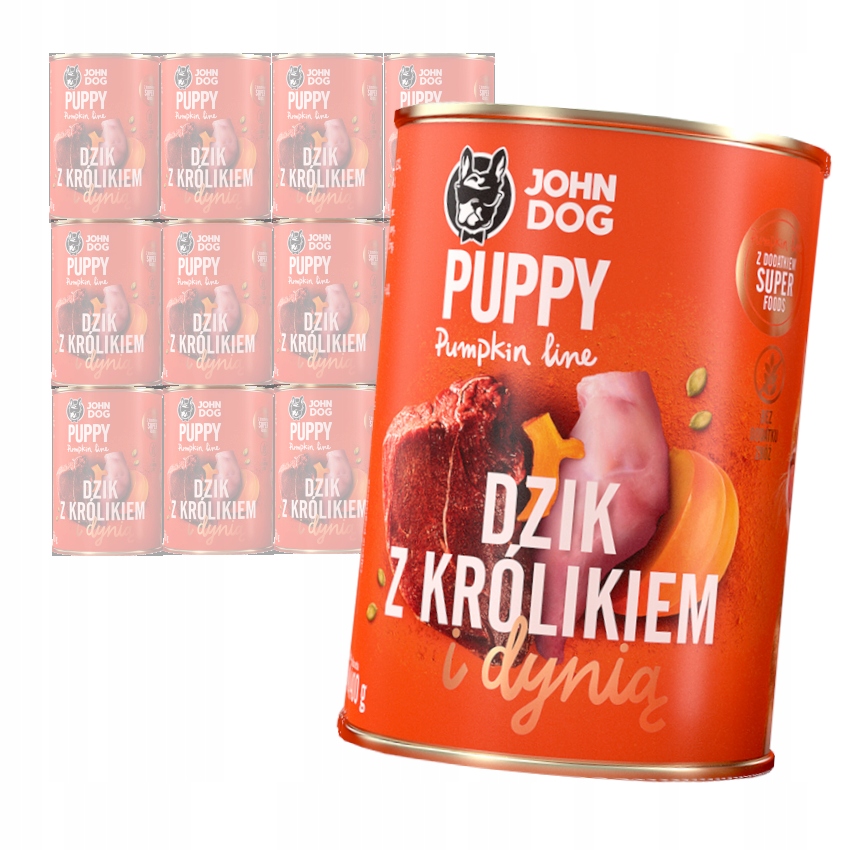 Levně John Dog Puppy Divoký Králík Dýně Pro Psa 12x400g