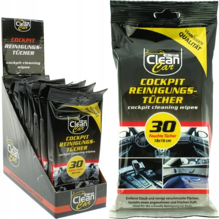 Elina Chusteczki do czyszczenia kokpitów samochodowych 30szt/1op.