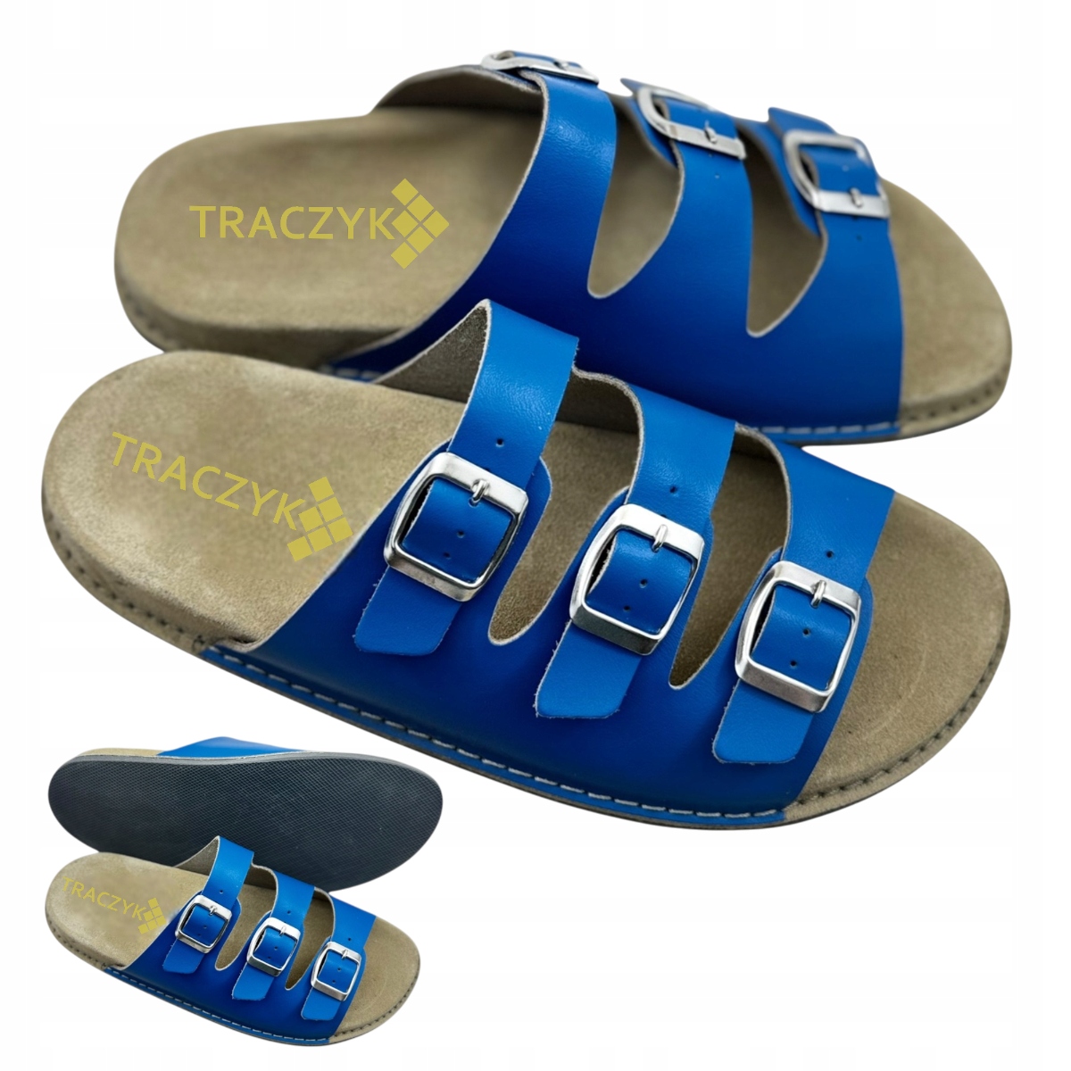 Nazouváky Traczyk z Přírodní Kůže, Modré, nastavitelné, ortopedické, vel. 45