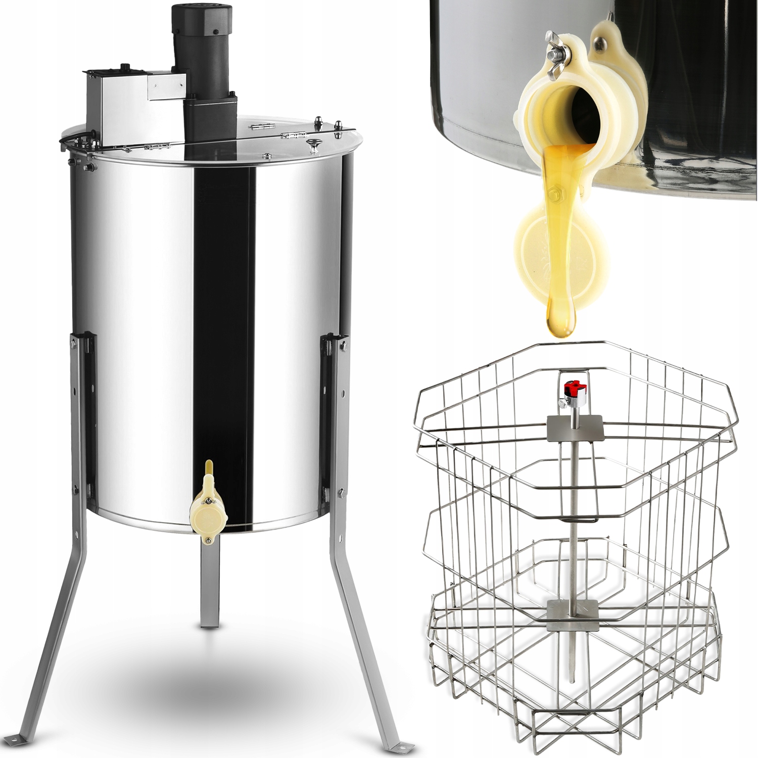 Elektrický Medomet Medová Odstředivka, Rám 4/8, Nerezová Ocel