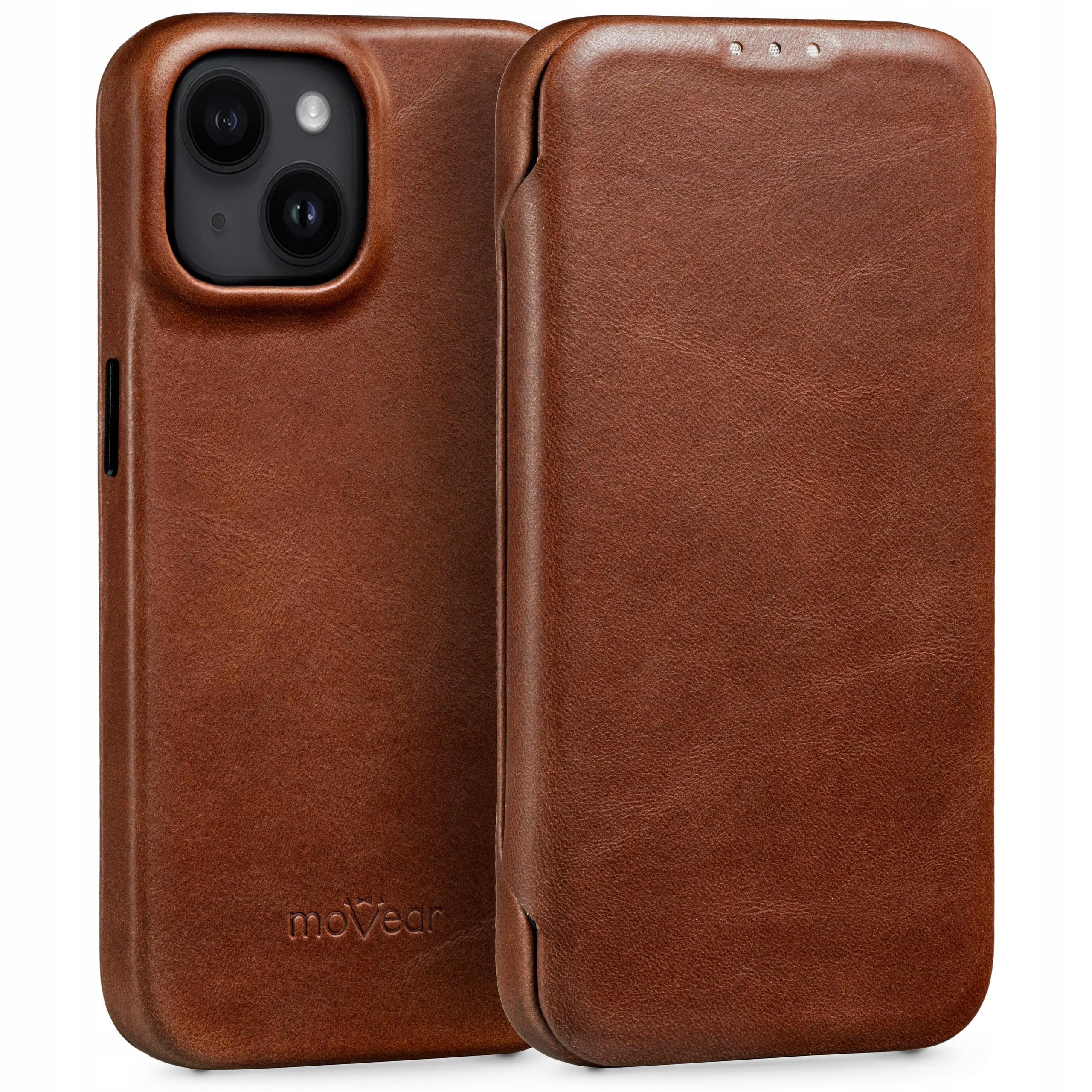 Pouzdro na iPhone 14 MagSafe obal pro book case hnědé Movear