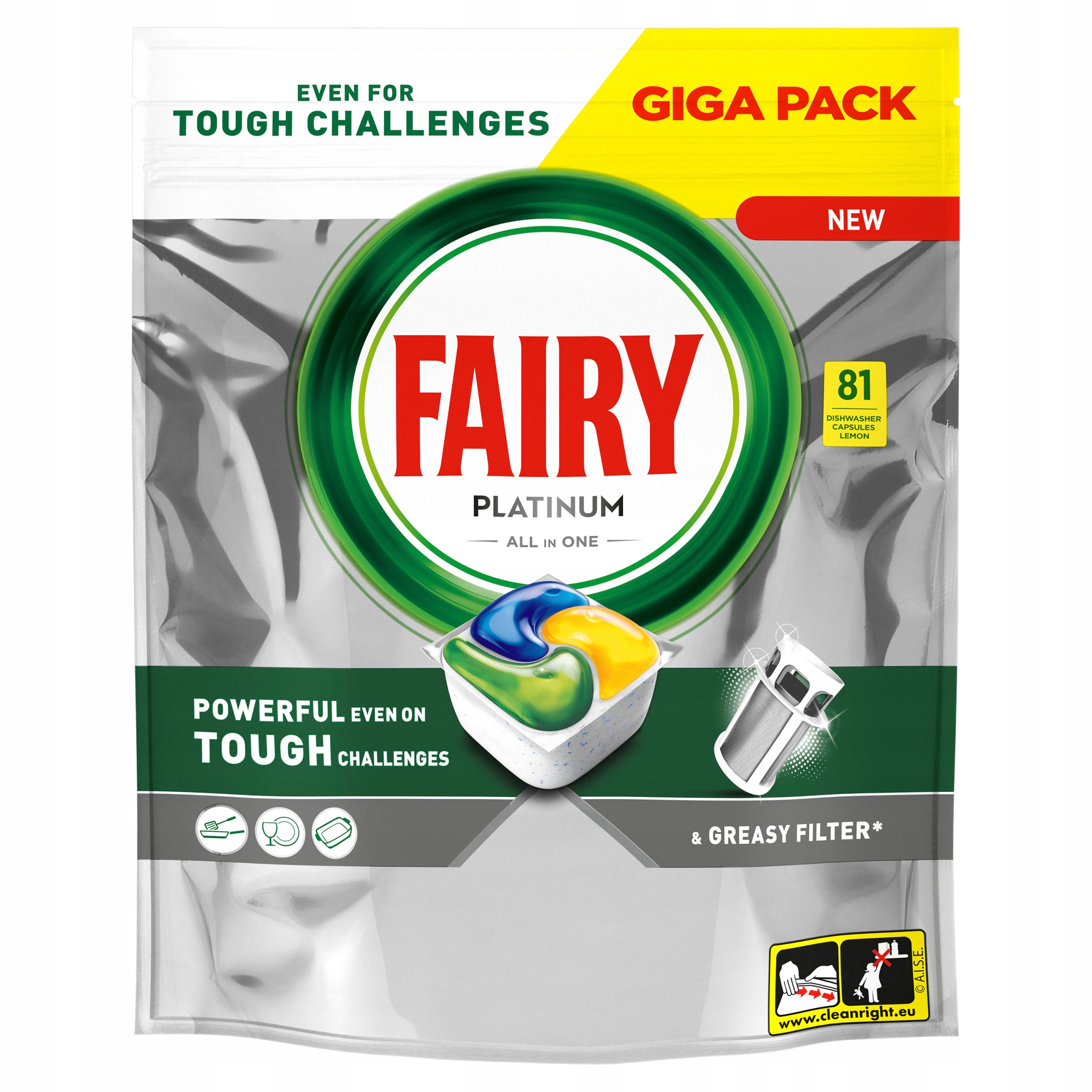 Fairy Platinum All In One Kapsułki do zmywarki Cytryna 81 szt.