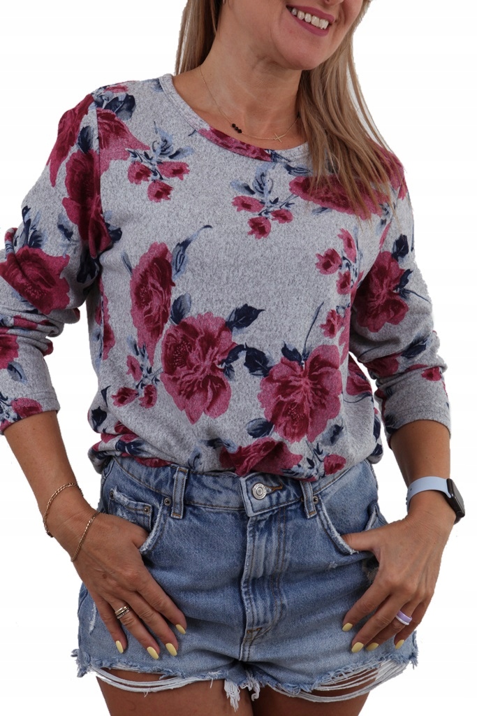 

Bluzka Lekki Sweterek Nadruk Kwiaty Kwiatki *3XL