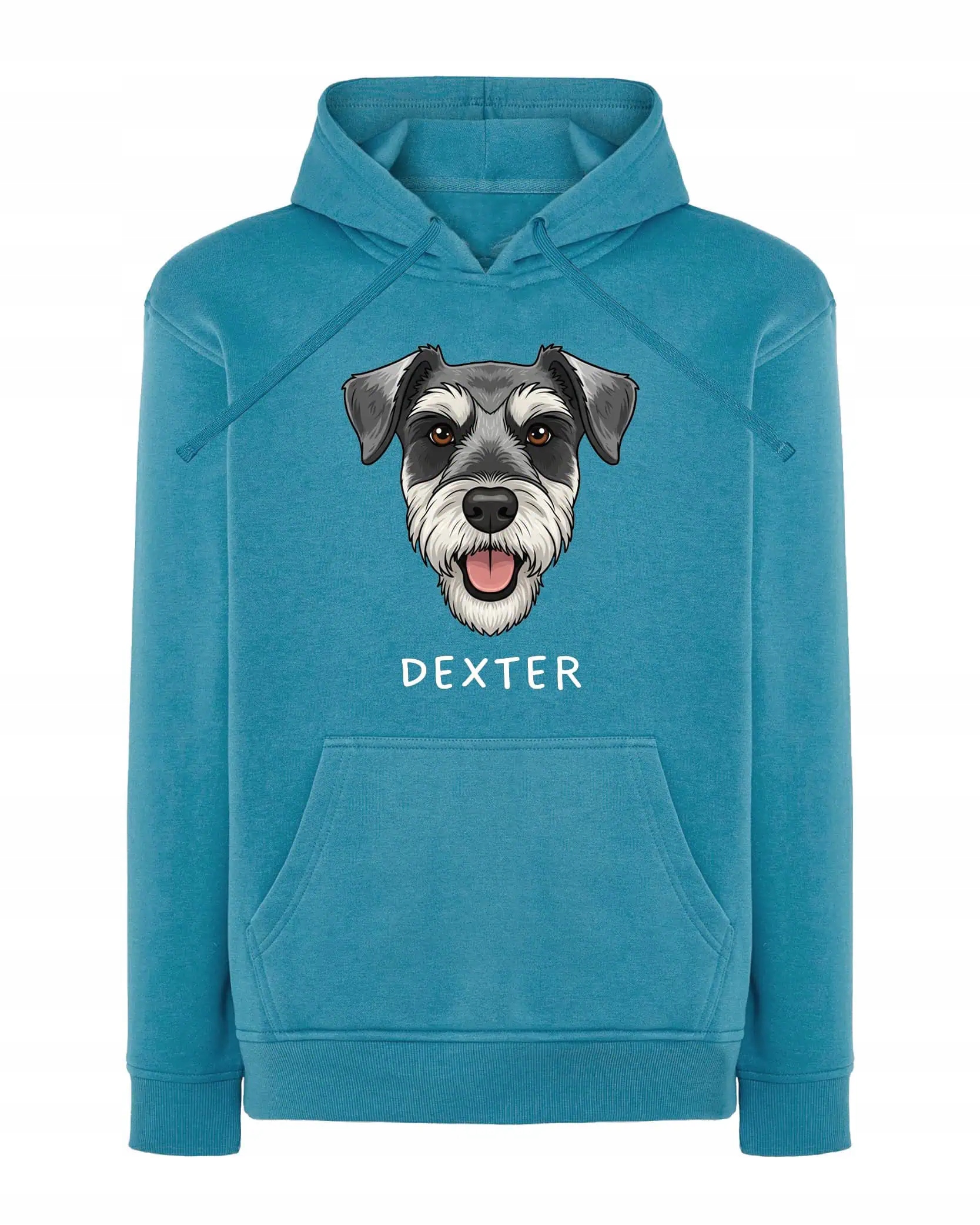 Mikina s kapucí Šnaucer Personalizovaná Pupil Pes Světle modrá XL