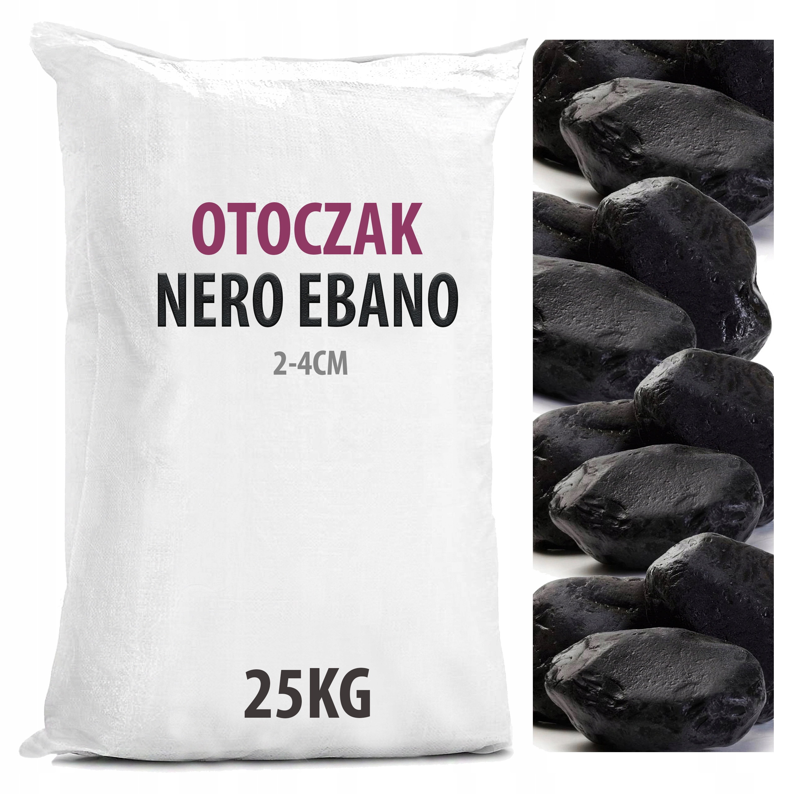 

Czarne Kamienie Ogrodowe Nero Ebano 2-4cm 25KG