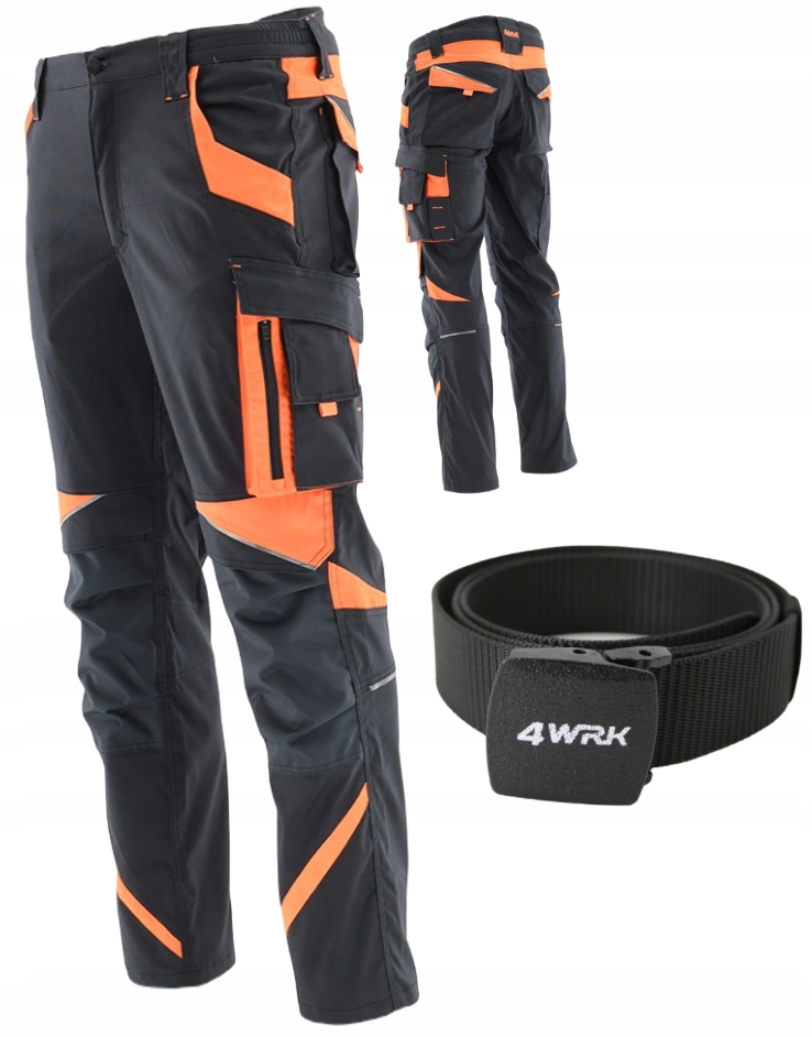 Elastické strečové Pracovní kalhoty Spandex Bozp Reflexní, silné pásek 48
