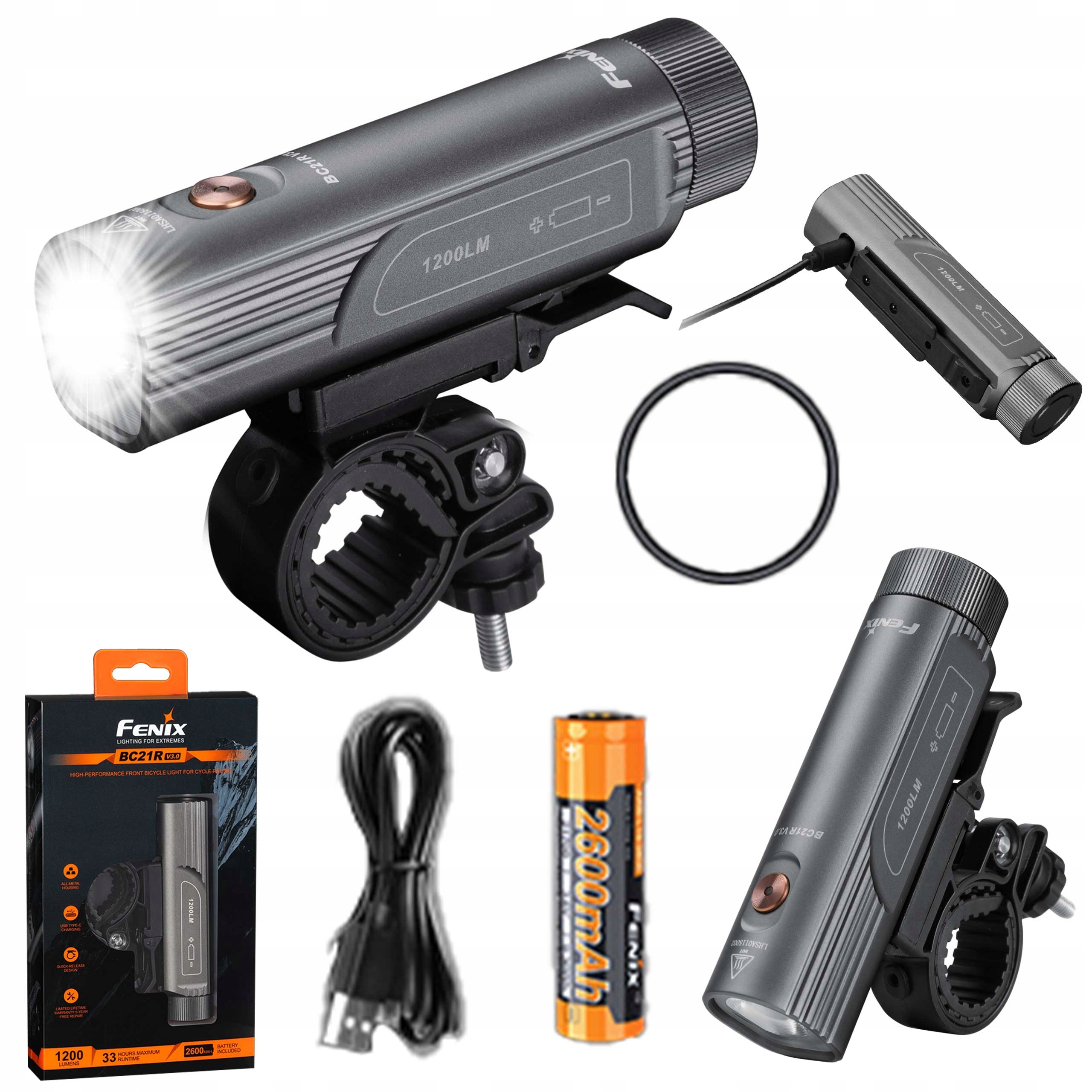 

Latarka rowerowa Led Fenix BC21R V3.0 1200lm Usb-c