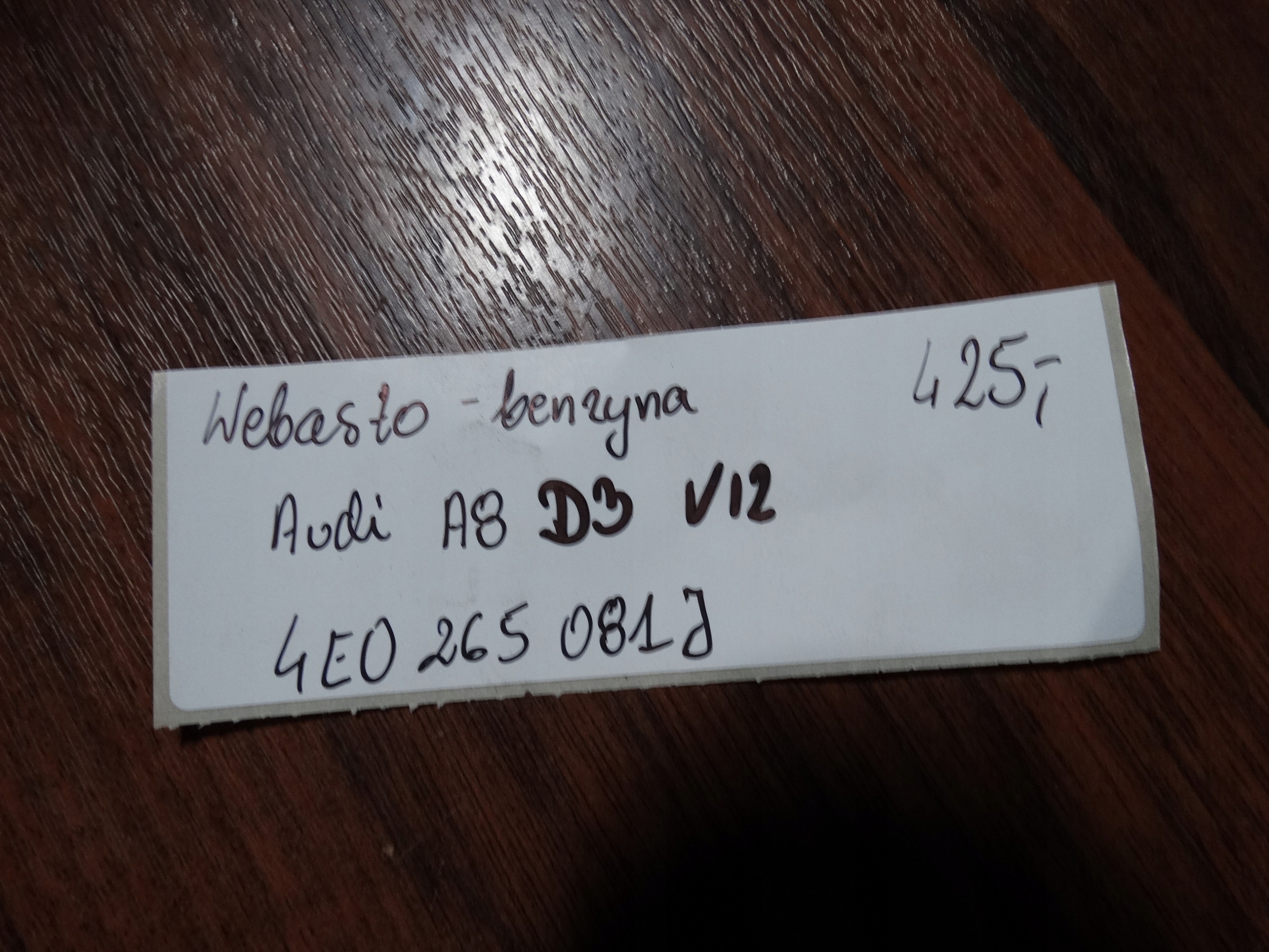 IDEALNE WEBASTO - Essence AUDI A8 D3 V12 1