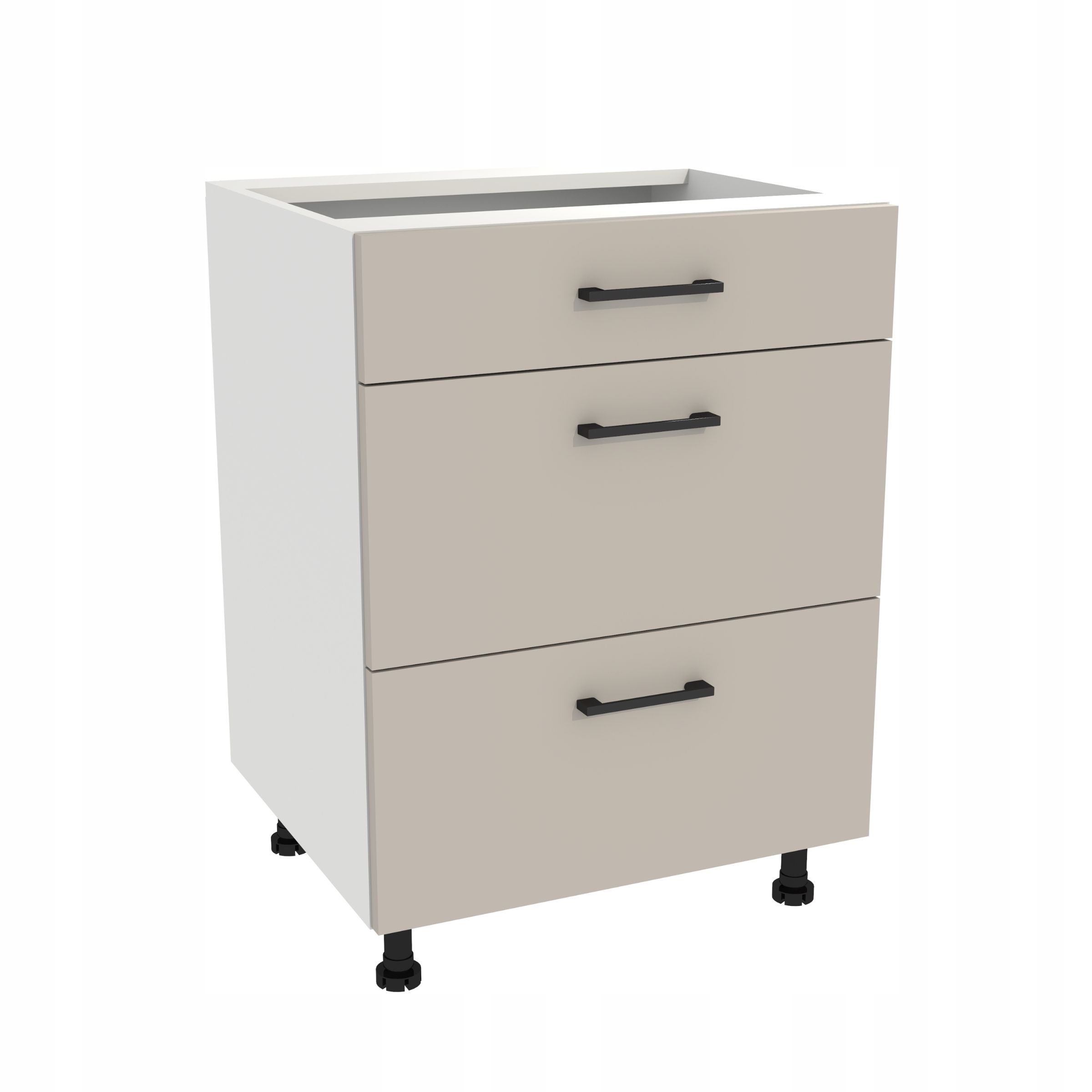 Kuchyňská skříňka s zásuvkami Slim 60 Capri Bílá přední strana Kašmírová matná