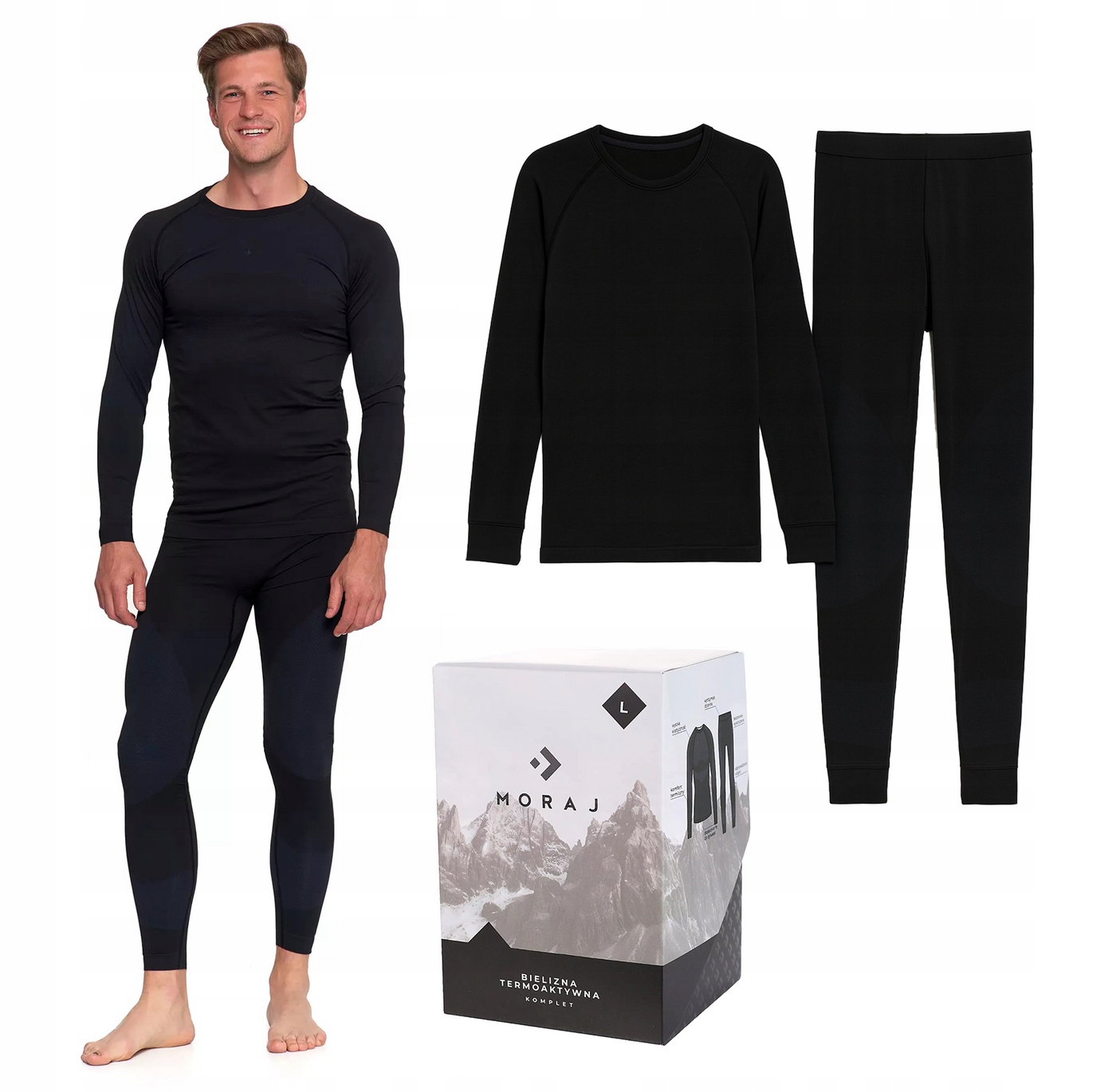 Pánské termoaktivní spodní prádlo Moraj komplet horní část a spodní část černá XL