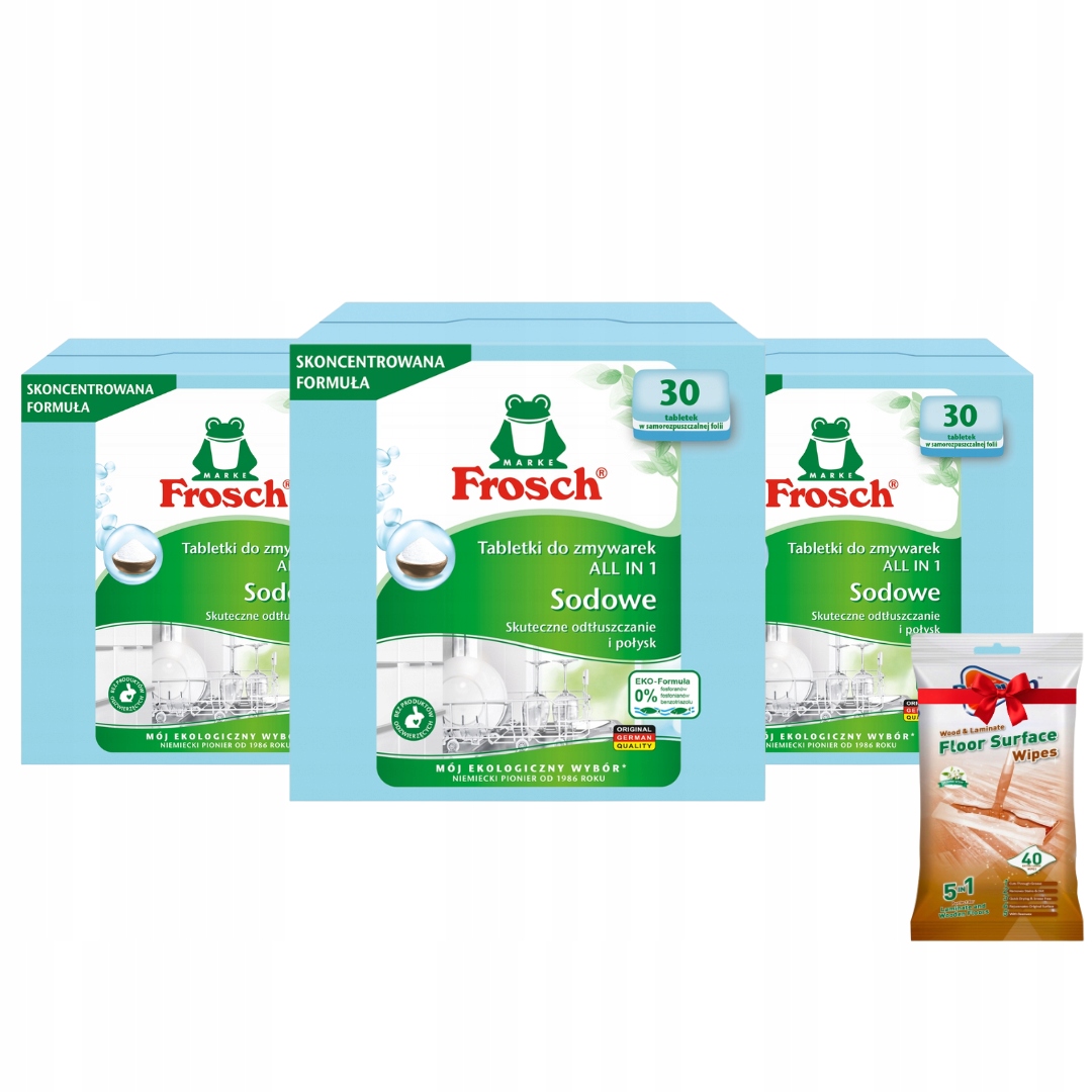 Frosch Se Sodou tablety do myčky nádobí All in 1 30ks x3 Dárek