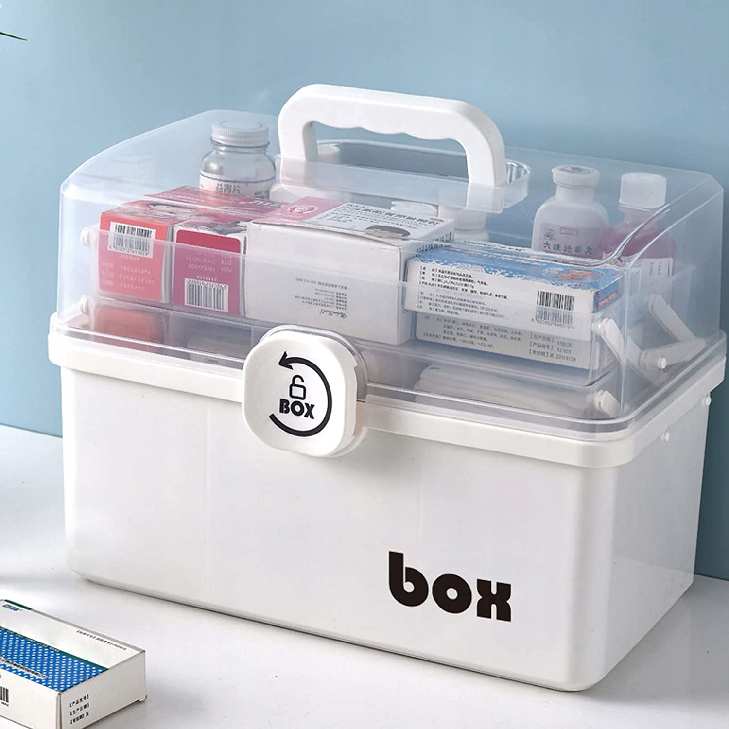 Apteczka Pojemnik Organizer Przechowywanie Leków Trzy Poziomy Składana Model Pojemnik Organizer Na Leki Apteczka Novaza tech