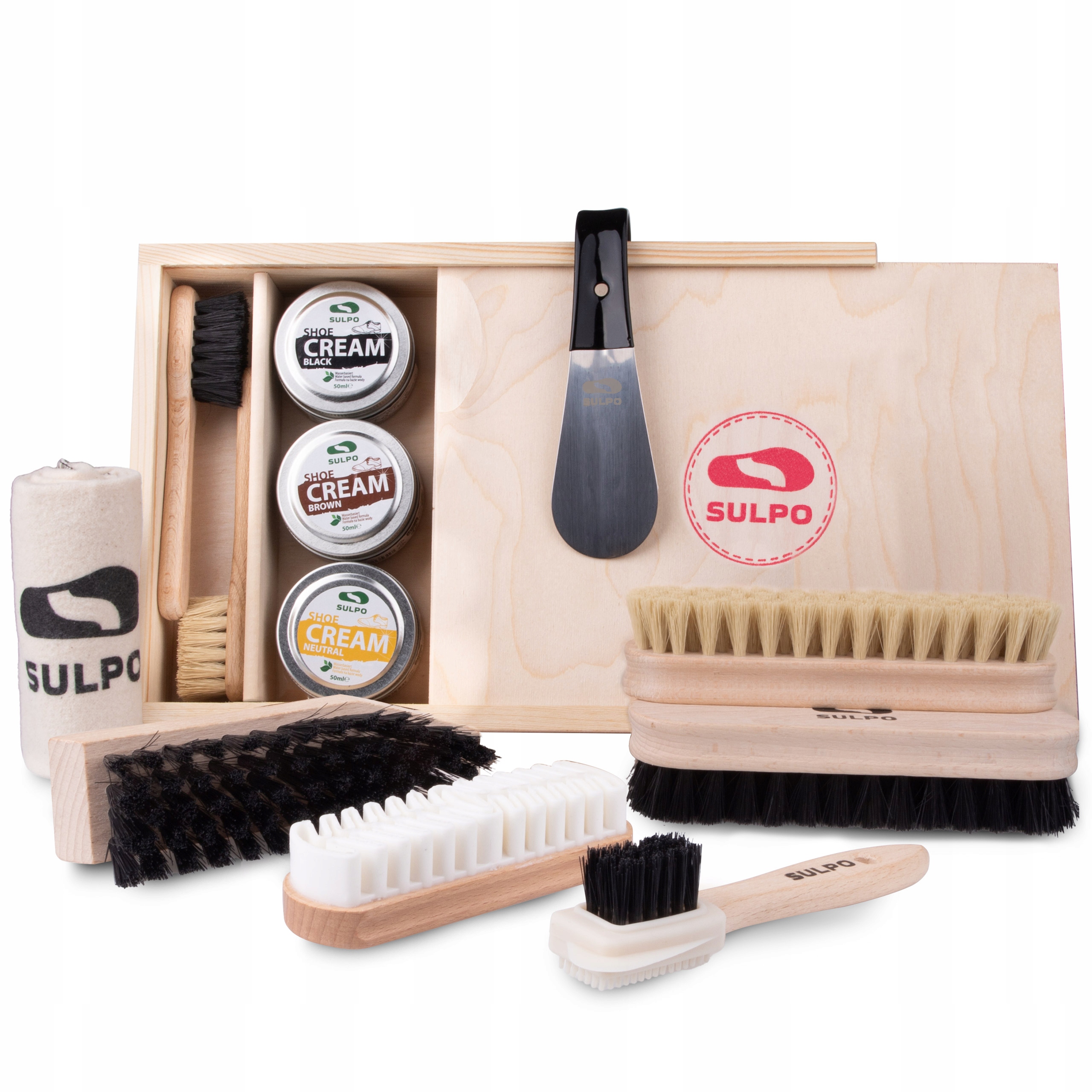 Kartáčky Na Boty V Krabičce, Čištění Kůže, Semišová Pasta, Lžíce, Hadřík