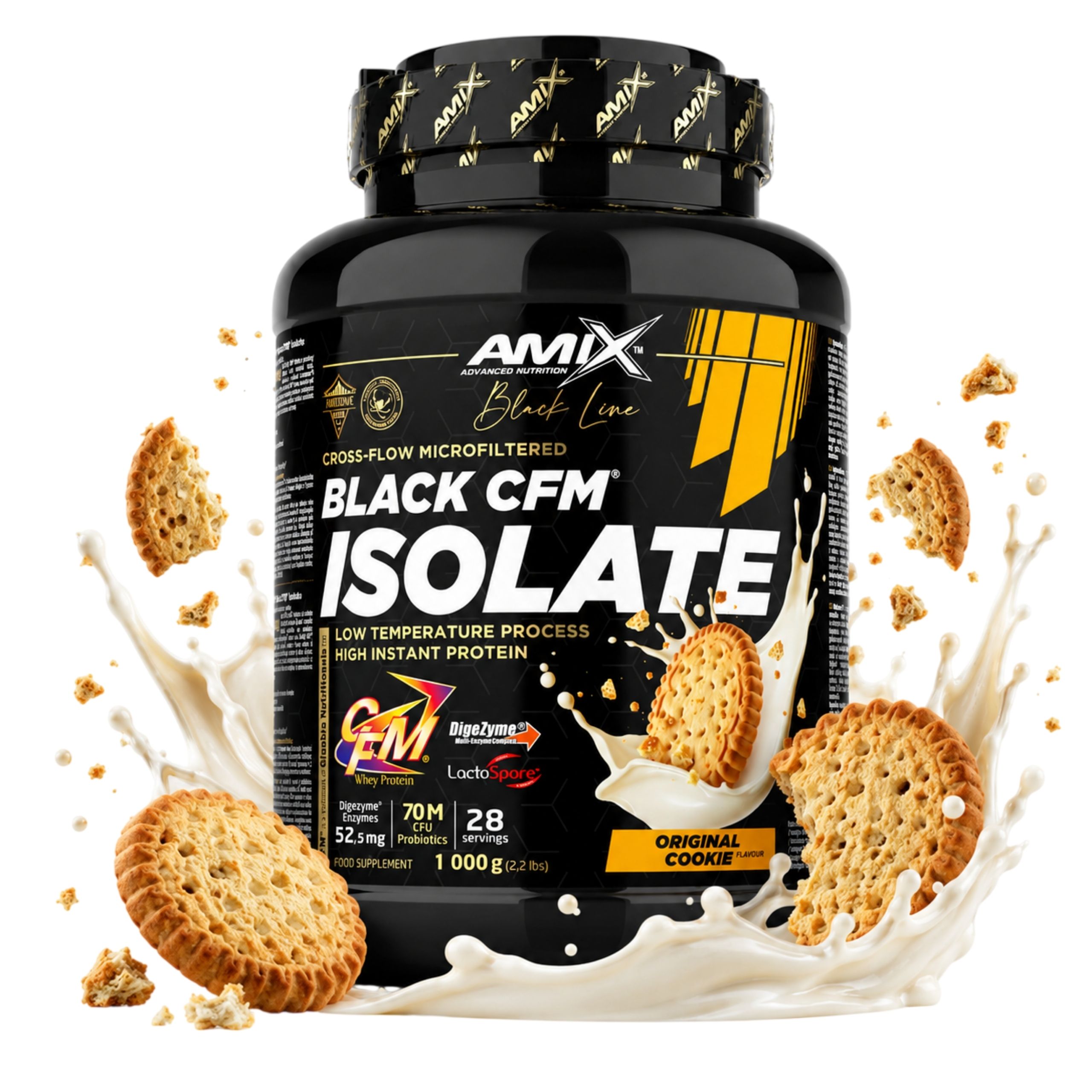 Proteinový Izolát syrovátkového Wpi Amix Cfm Black Digezyme Sušenky 1 kg