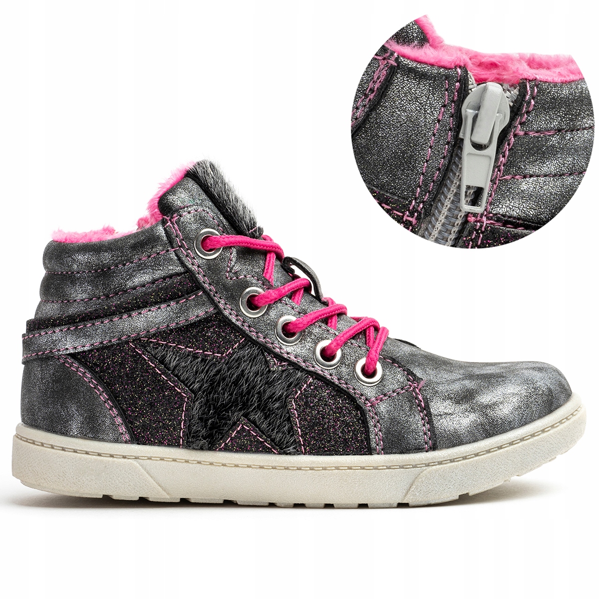 Trzewiki dziewczęce botki wygodne miękkie OCIEPLANE polarem Wojtyłko 28