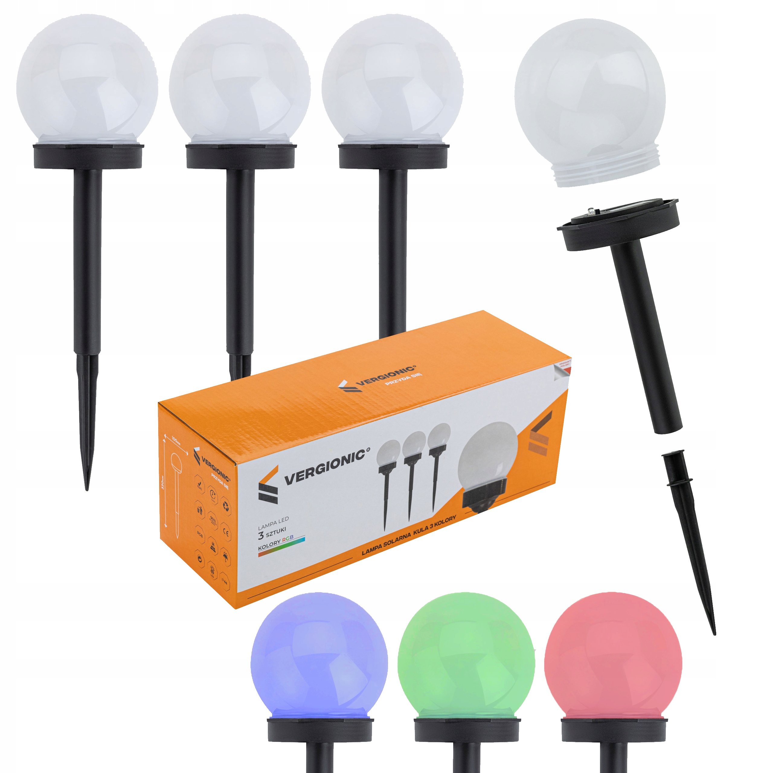 

Lampa Solarna Ogrodowa Kula Rgb Led Kolorowa 3 Szt