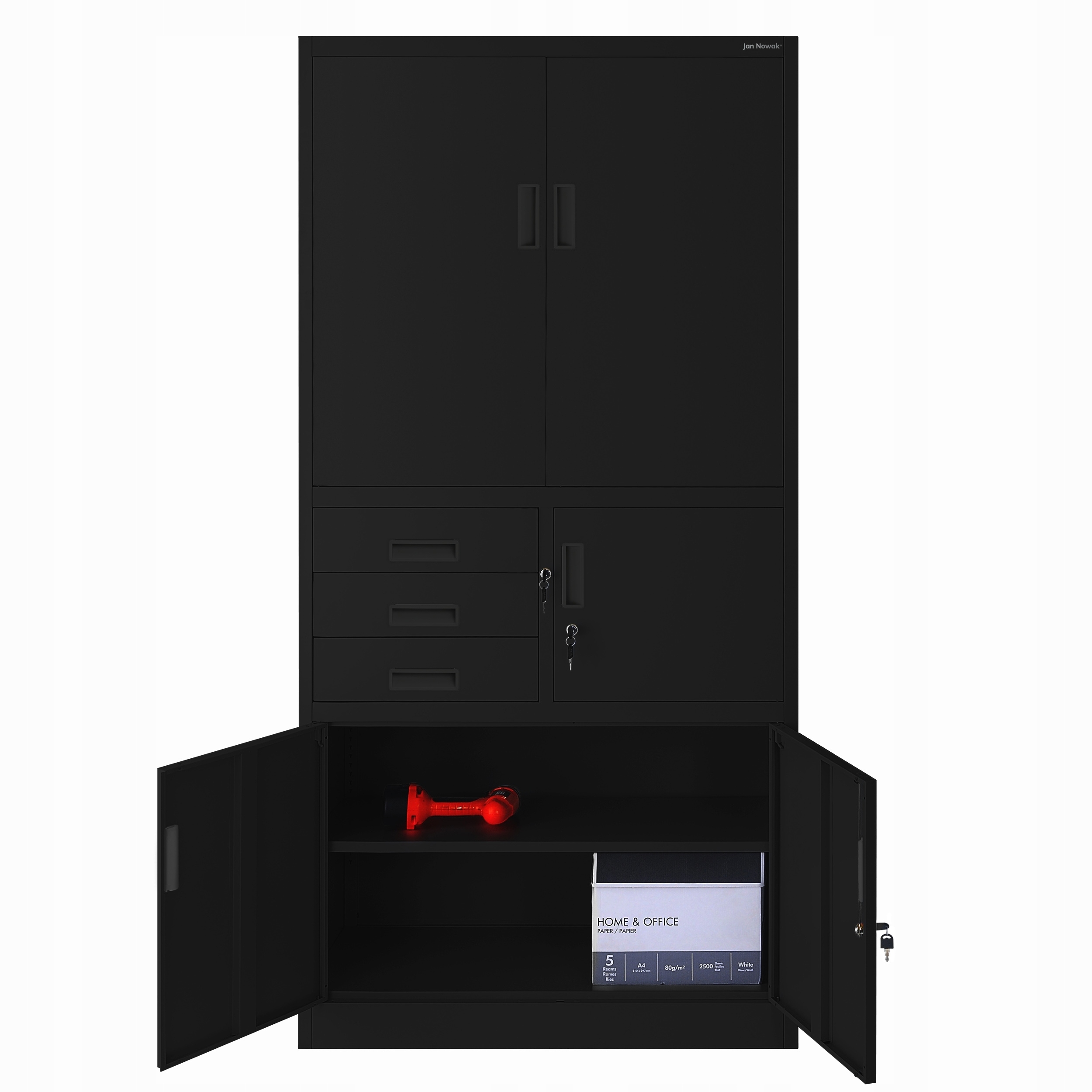 SZAFA metalowa Z SEJFEM rodo biurowa JAN NOWAK FILIP II czarna Kod producenta 1060