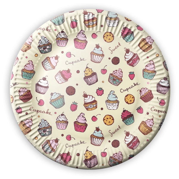 

Talerz talerzyki papierowe 23cm T02 Muffinki 8szt