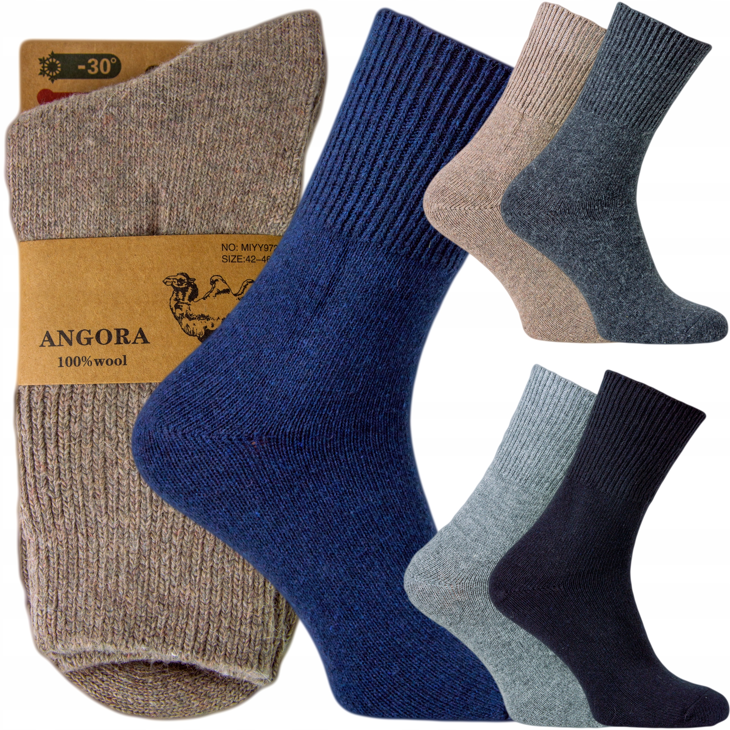

5x Ciepłe Skarpety Męskie Wełniane Angora 42-46