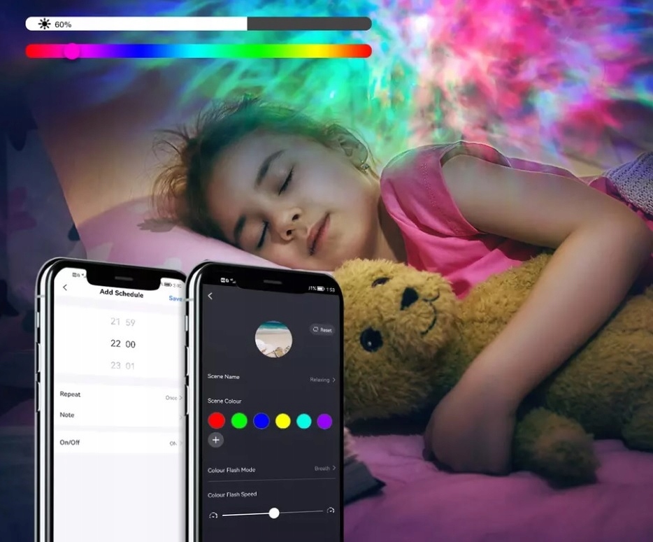 PROJEKTOR GWIAZD LAMPKA NOCNA RZUTNIK LED DO SYPIALNI DLA DZIECI NA PREZENT Długość/wysokość 16.2 cm