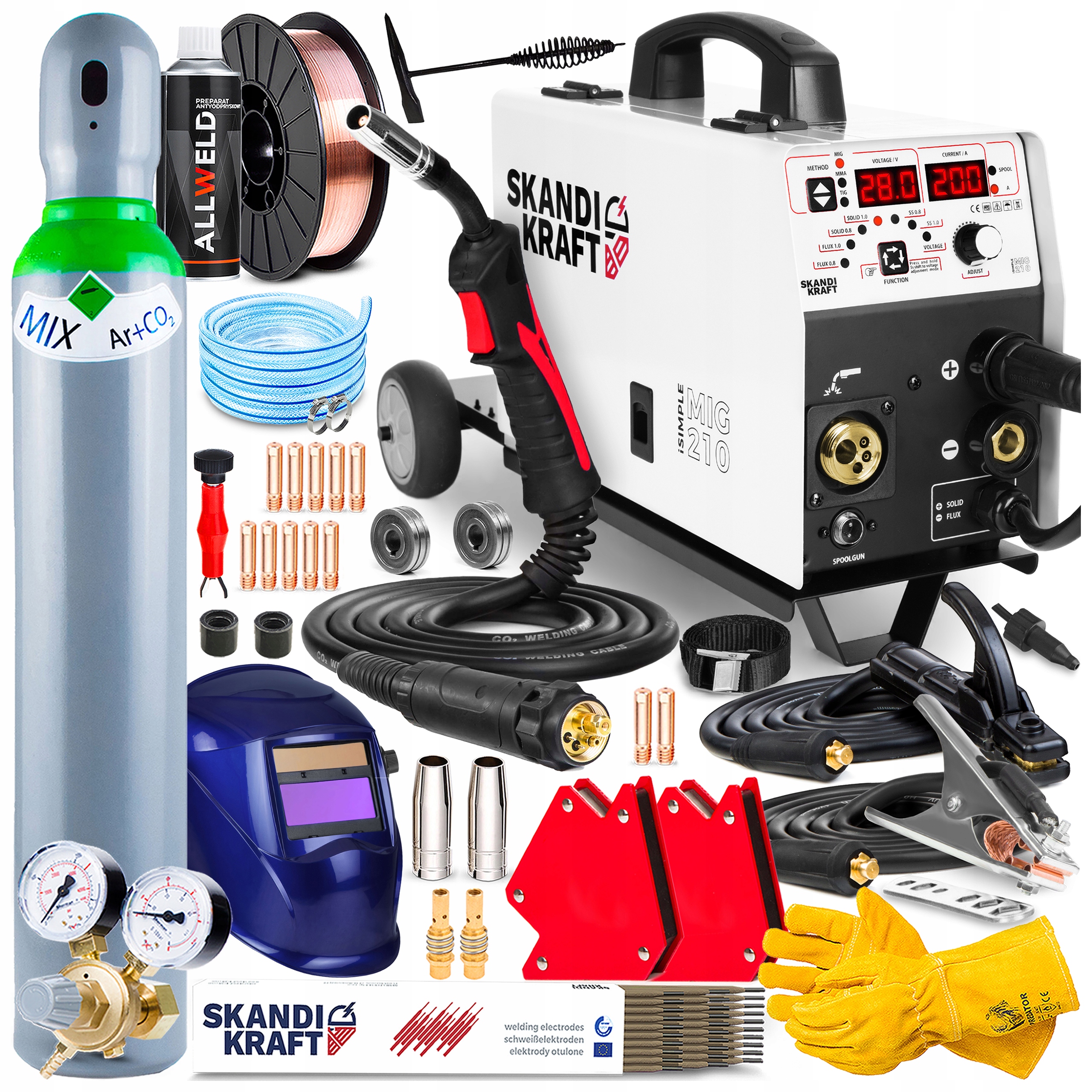 Svářečka Migomat Skandi Kraft Isimple Mig 210 Cart Mma Tig 230V 200A Igbt