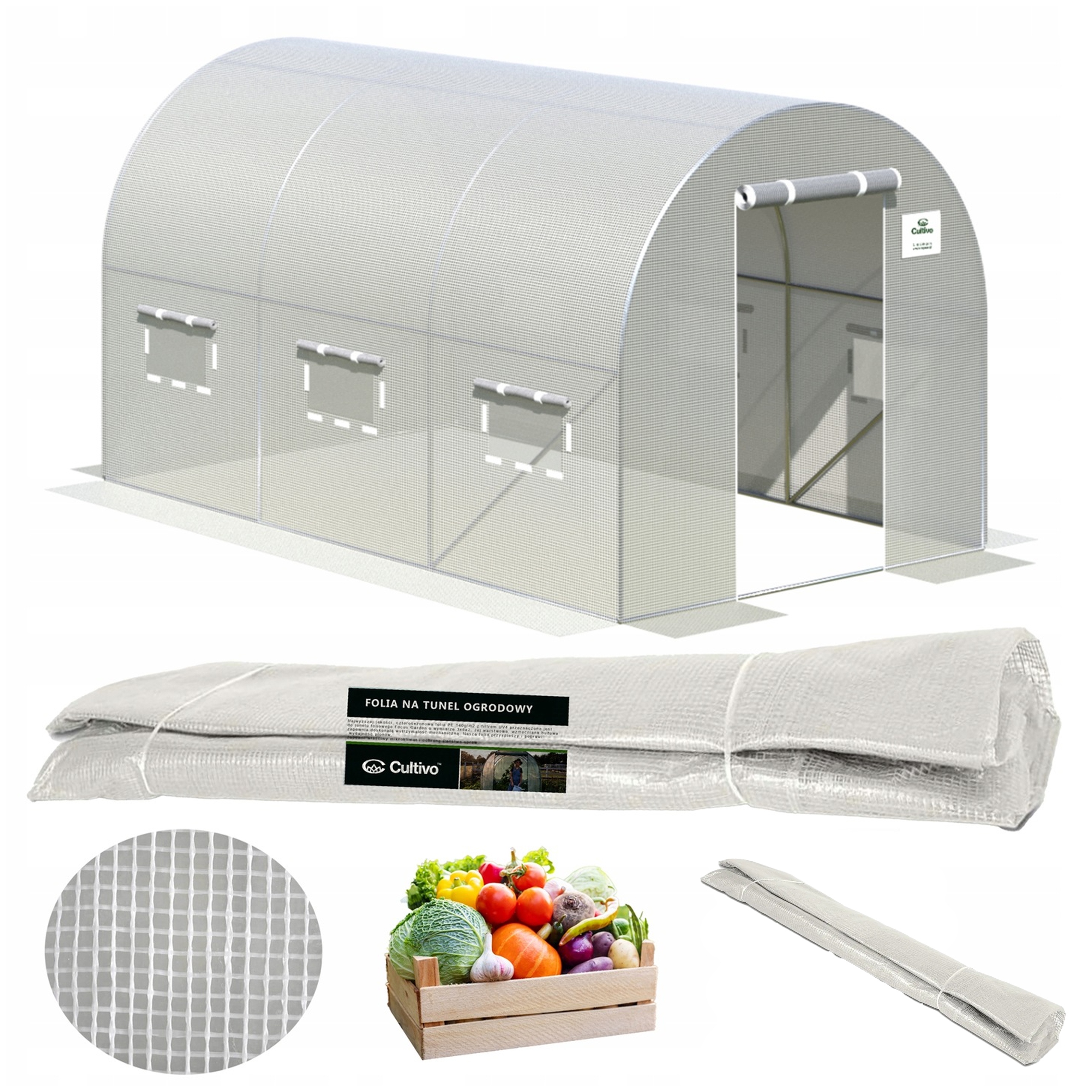 Fólie na zahradní tunel Skleník 2x3x2 Bílá UV4 Silná Dárek