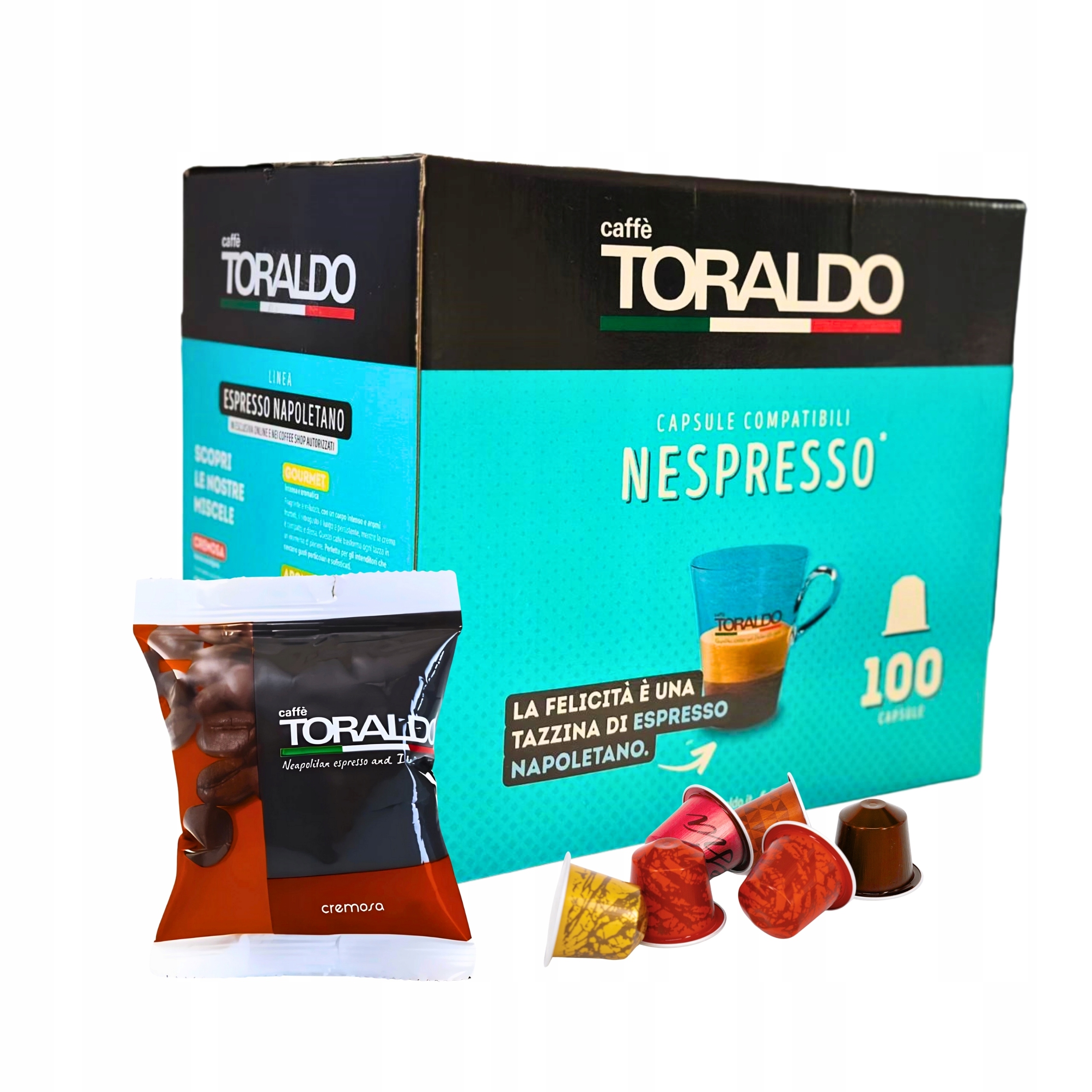 Kapsle pro Nespresso 100 kusů – 100 káv v kapslích značky Toraldo Cremoso