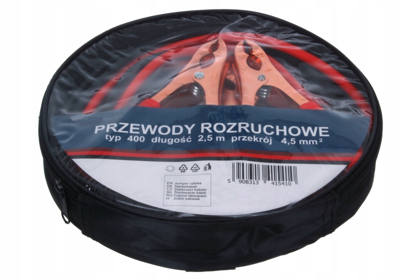Przewody Kable Rozruchowe 400A DŁ.2,5 m Grube Pokrowiec Ładowanie Auta