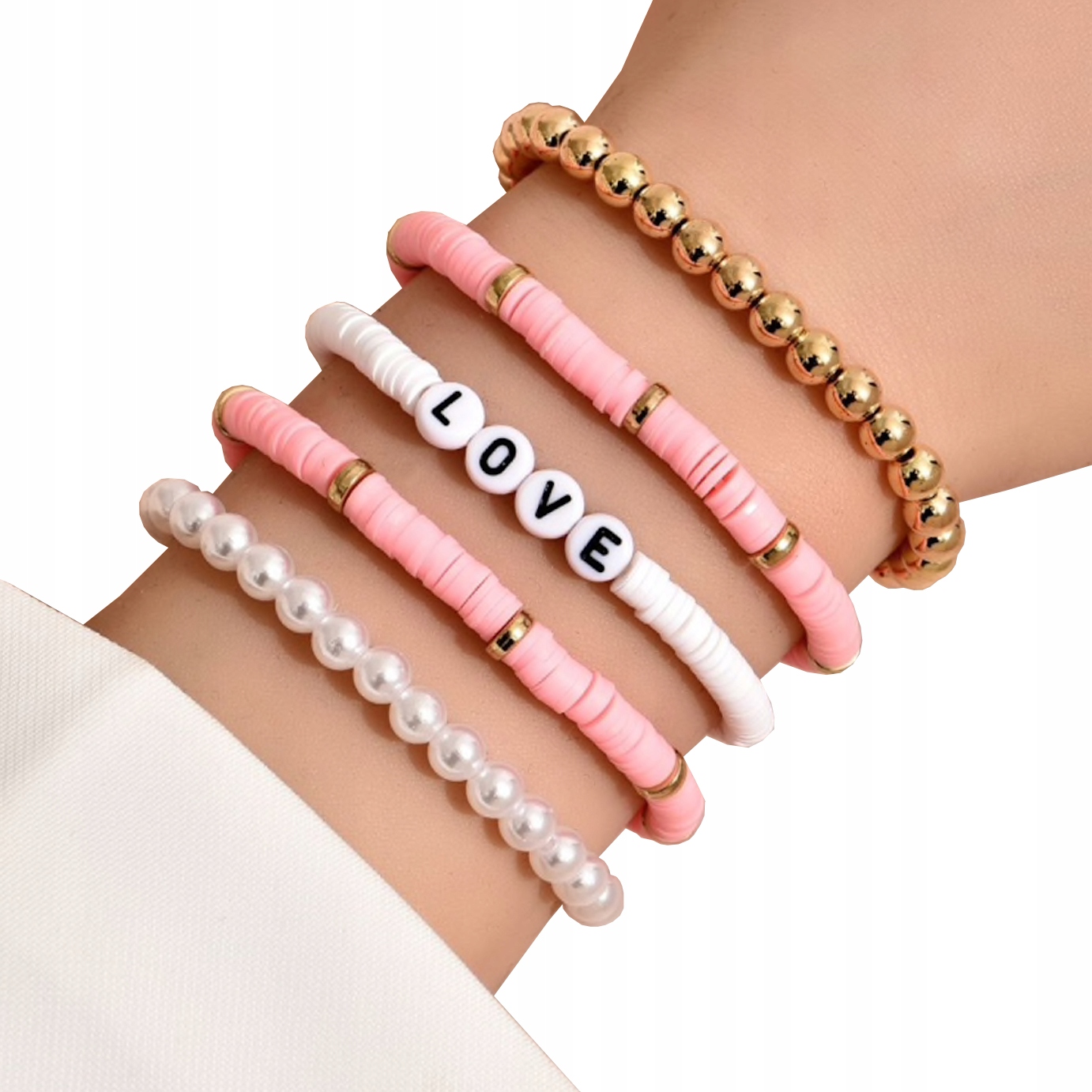 

Zestaw bransoletka boho fimo koraliki Love 5 szt