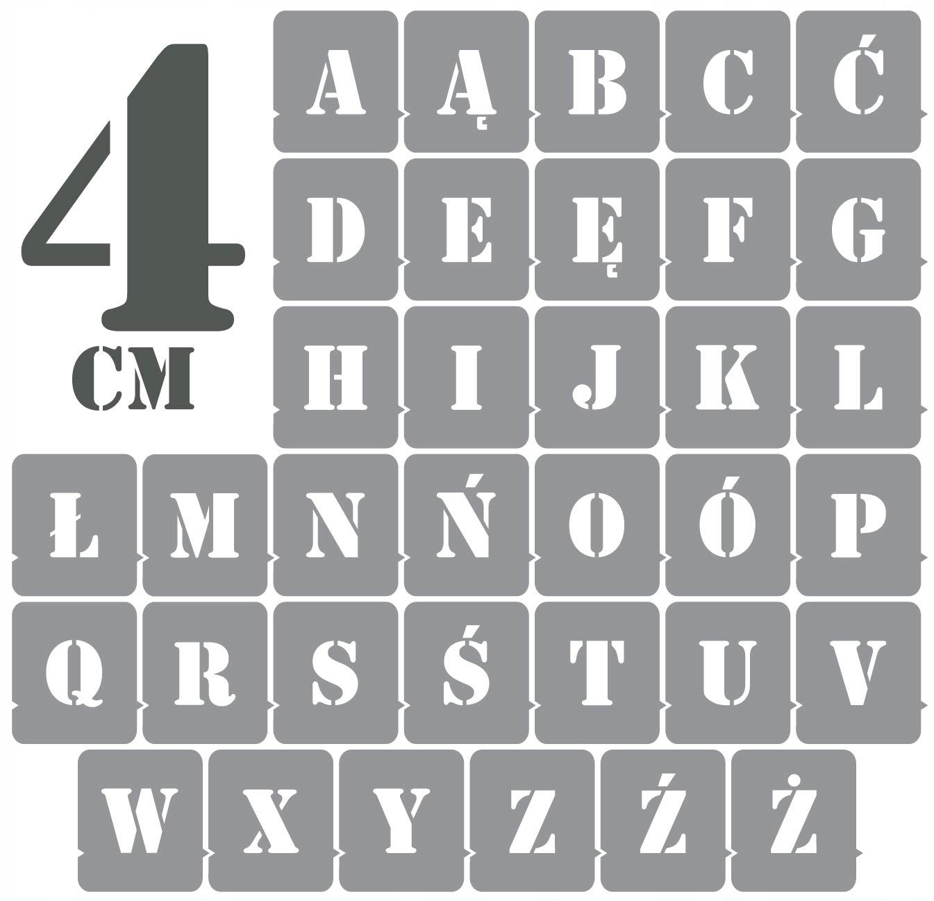 

Szablony malarskie Litery 4cm /wielorazowe/