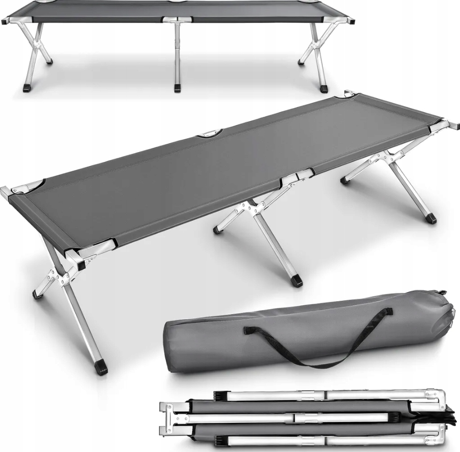 Łóżko polowe 210 cm x 72 cm szary