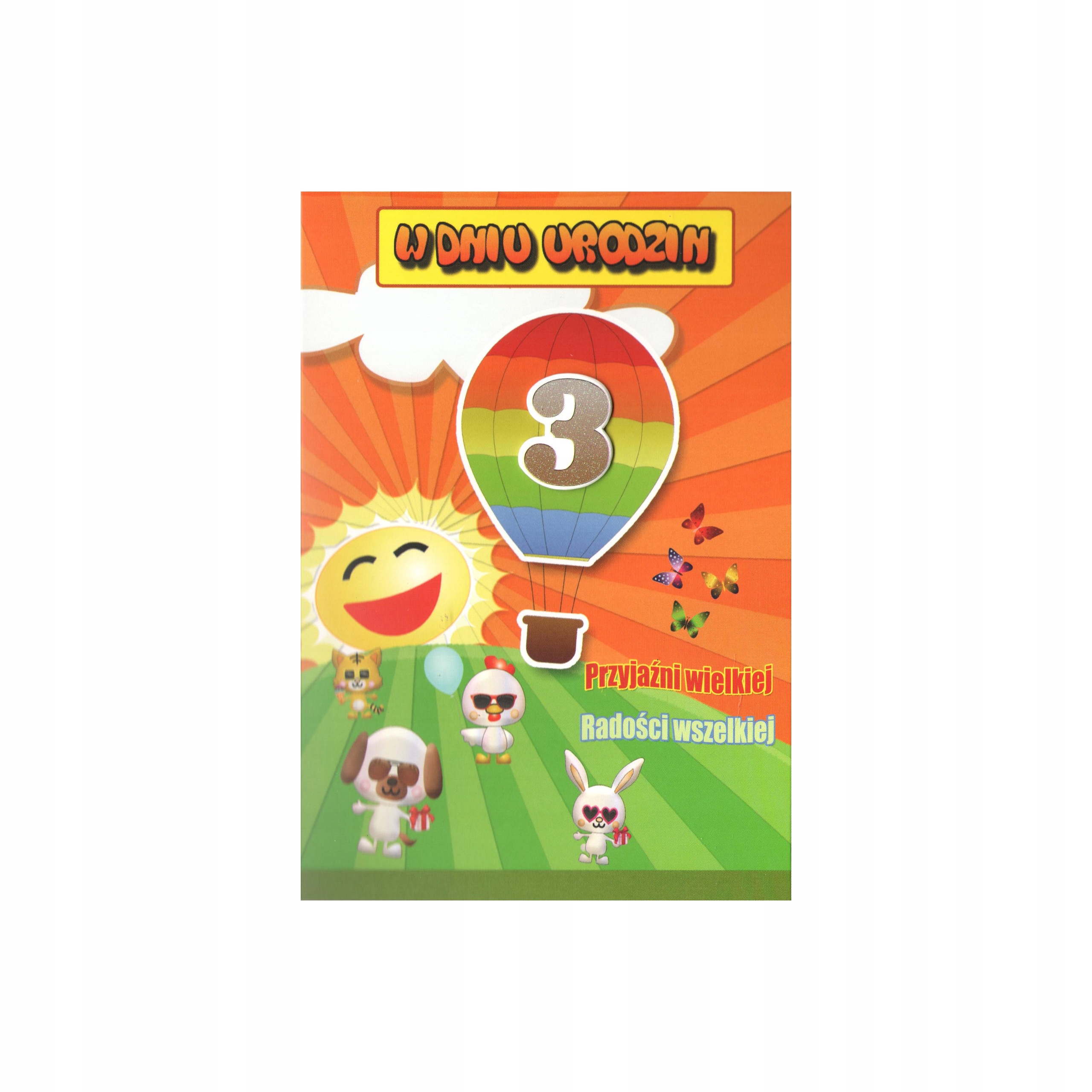 karnet urodziny trzy lata 3 lat trzecia rocznica