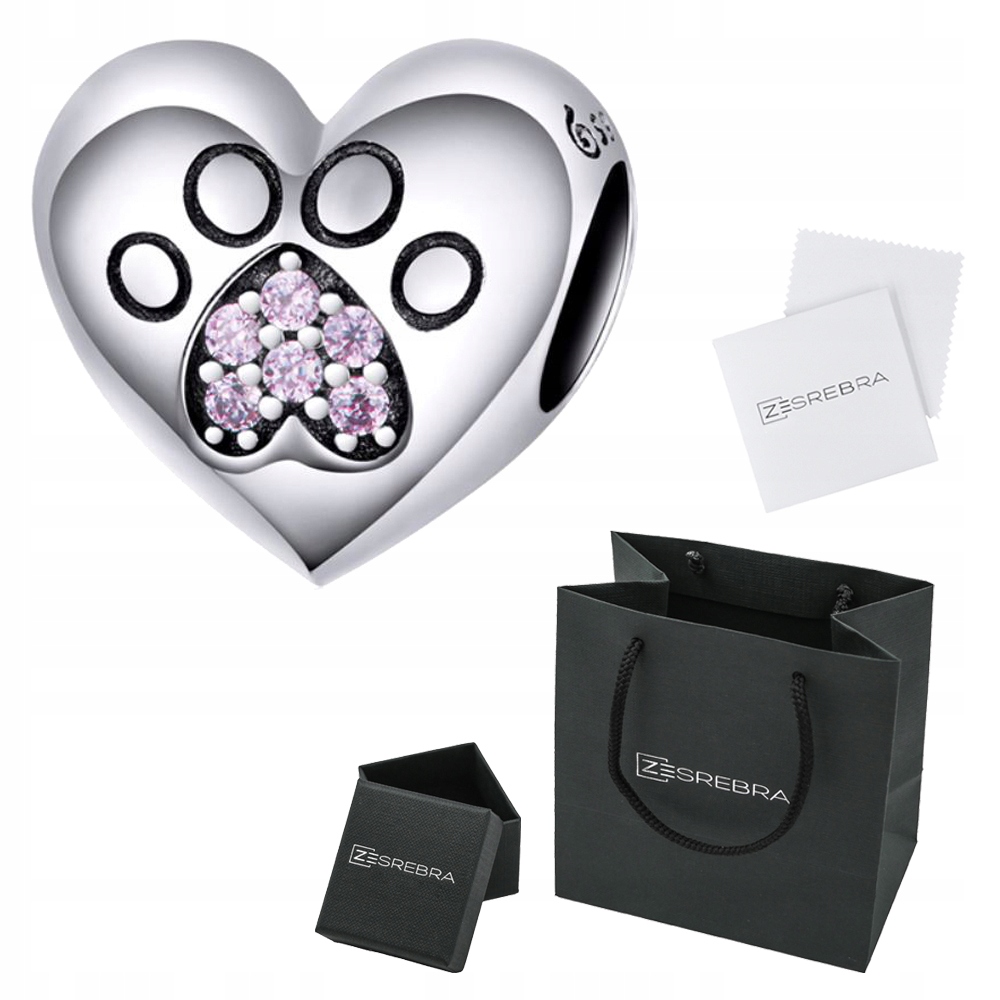 

Charms Serce + Łapka do Pandora srebro 925 koralik