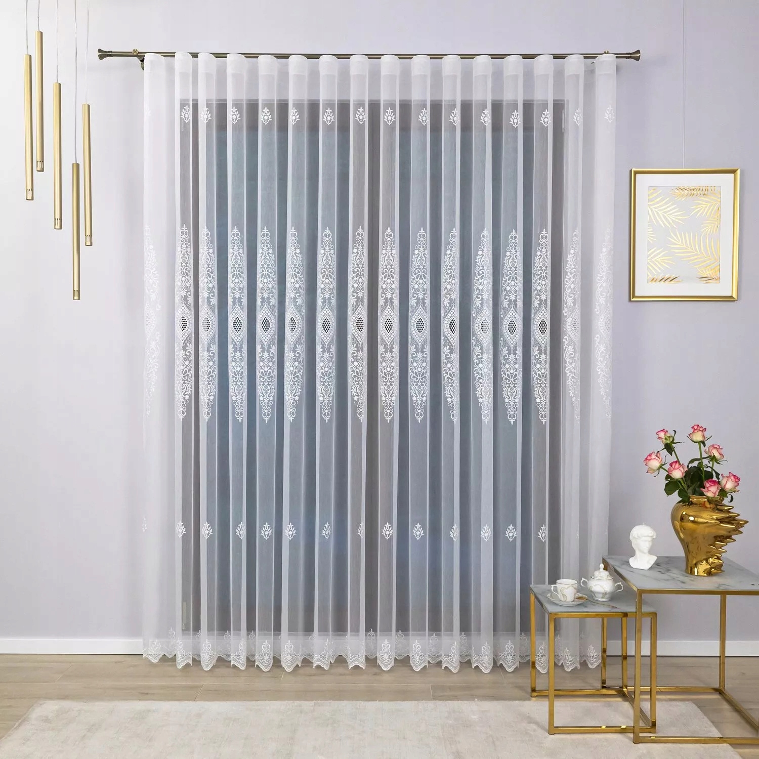 

Firana Gotowa Z Haftem Stylowa 500x240