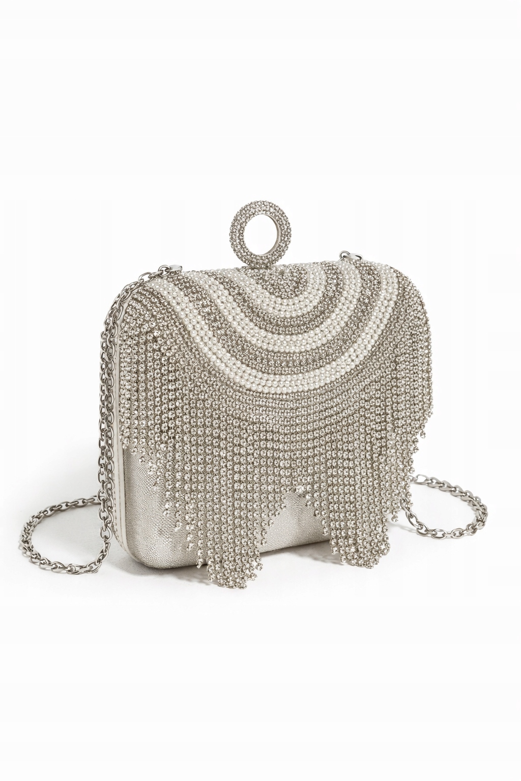 Kabelka Přes Rameno S Cvočky A Perličkami Stříbrná I3A
