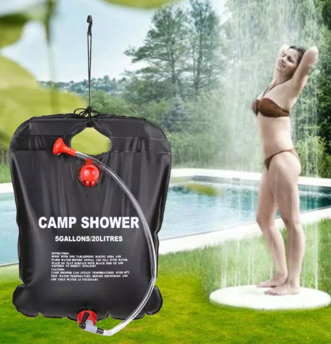 PRYSZNIC TURYSTYCZNY PODGRZEWANY SOLARNY KEMPINGOWY BIWAKOWY POLOWY 20L Marka Rossner