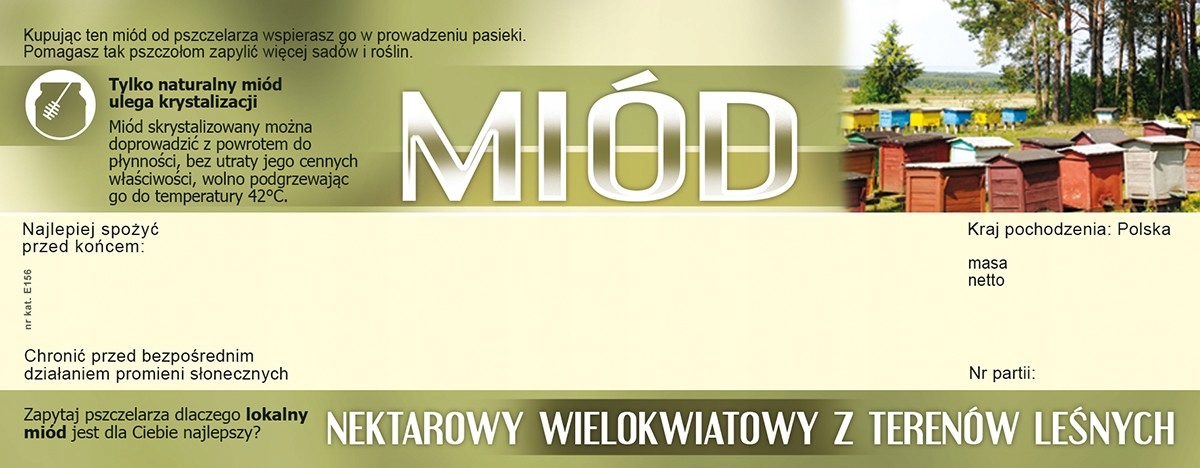 

Etykiety na miód z terenów leśnych wzór E156