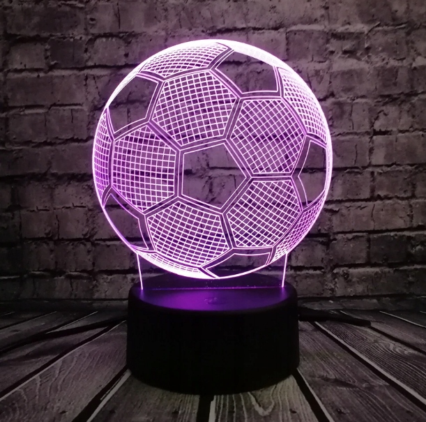 PIŁKA NOŻNA LAMPKA NOCNA 3D LED + PILOT PREZENT Długość/wysokość 18 cm