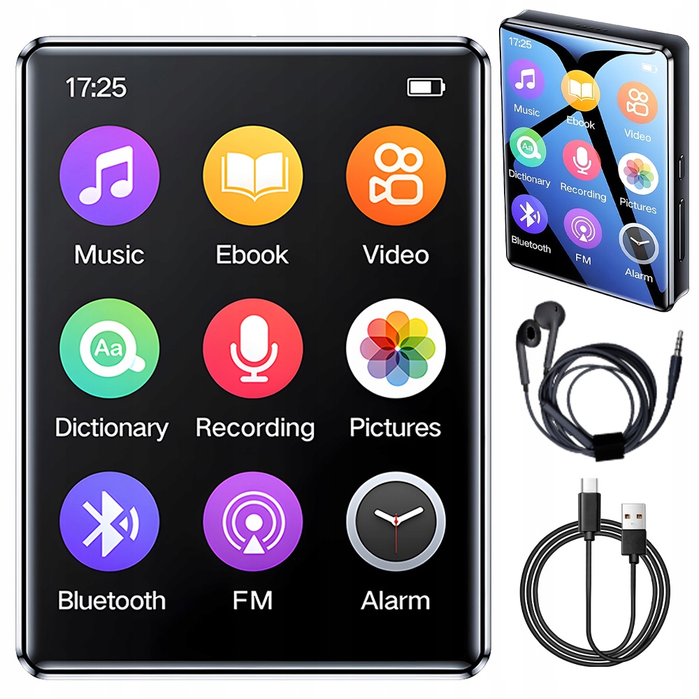Odtwarzacz przenośny MP3 MP4 Bluetooth radio FM dyktafon SD słuchawki 36GB
