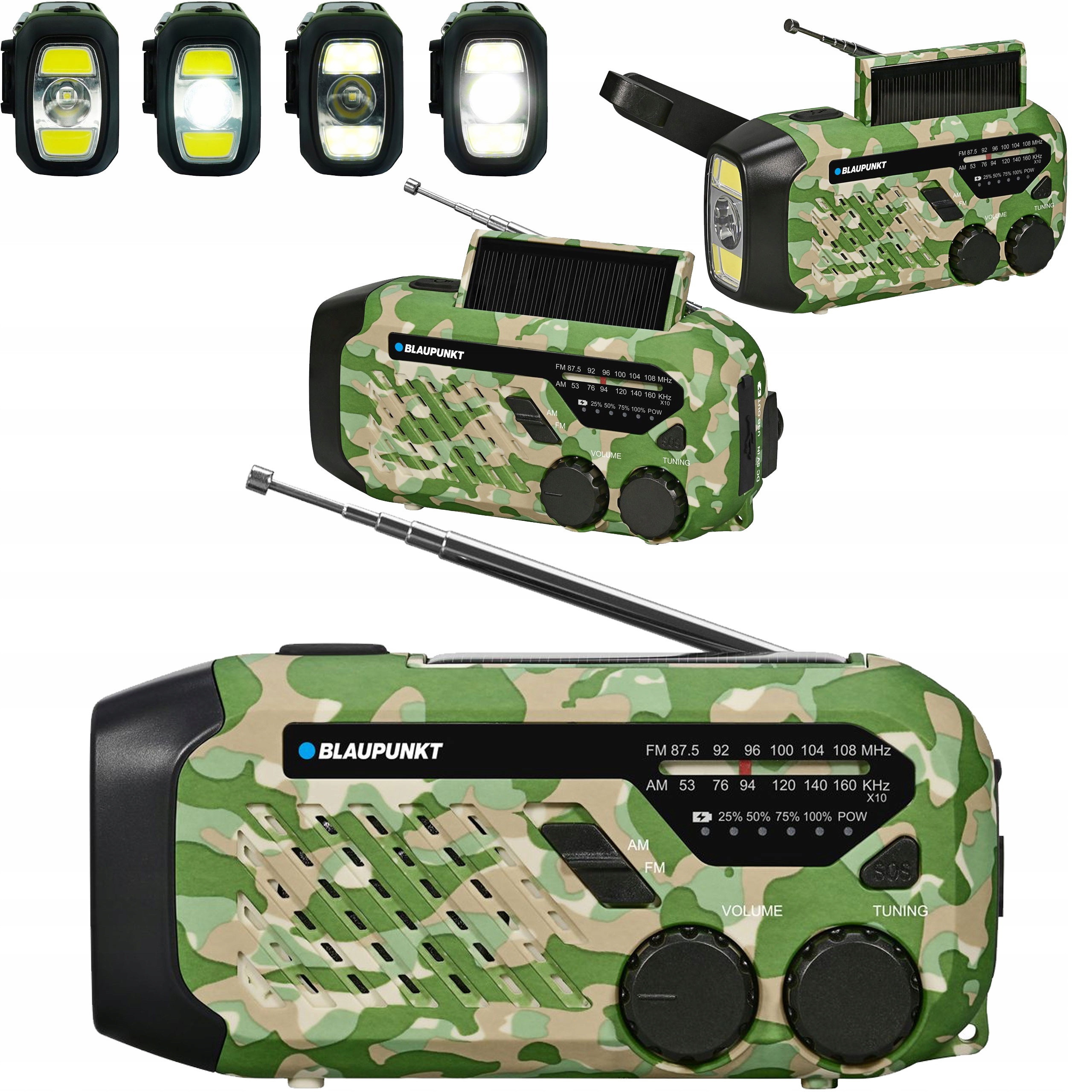 Radio na Korbkę Awaryjne Solarne Latarka Sos Power Bank Blaupunkt ER10GC
