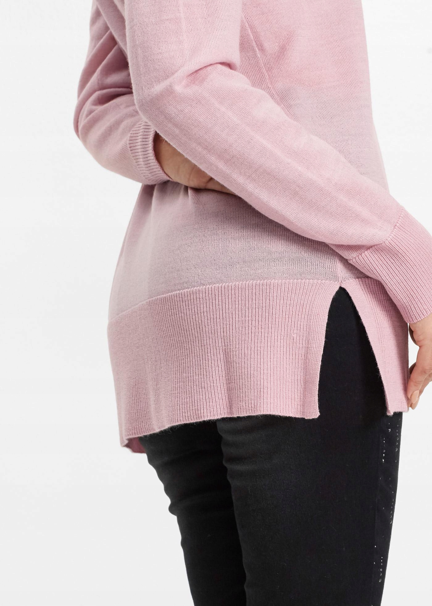 Z KOŁNIERZEM JASNY RÓŻ 40/42 1G5C14 BPC SELECTION PREMIUM SWETER Rękaw długi rękaw