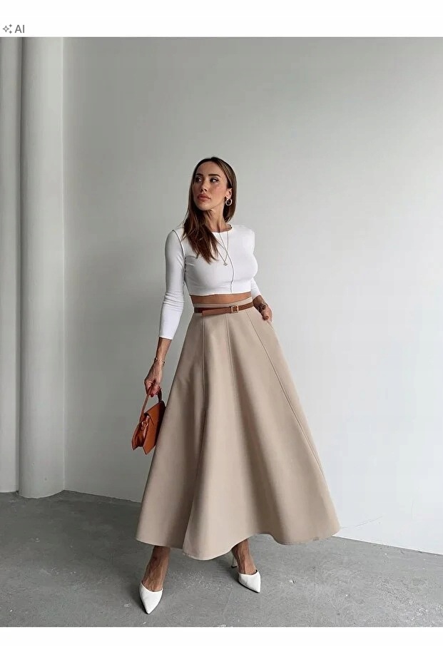 Elegantní Dlouhá Sukně S Projmutým Střihem S 5IA*