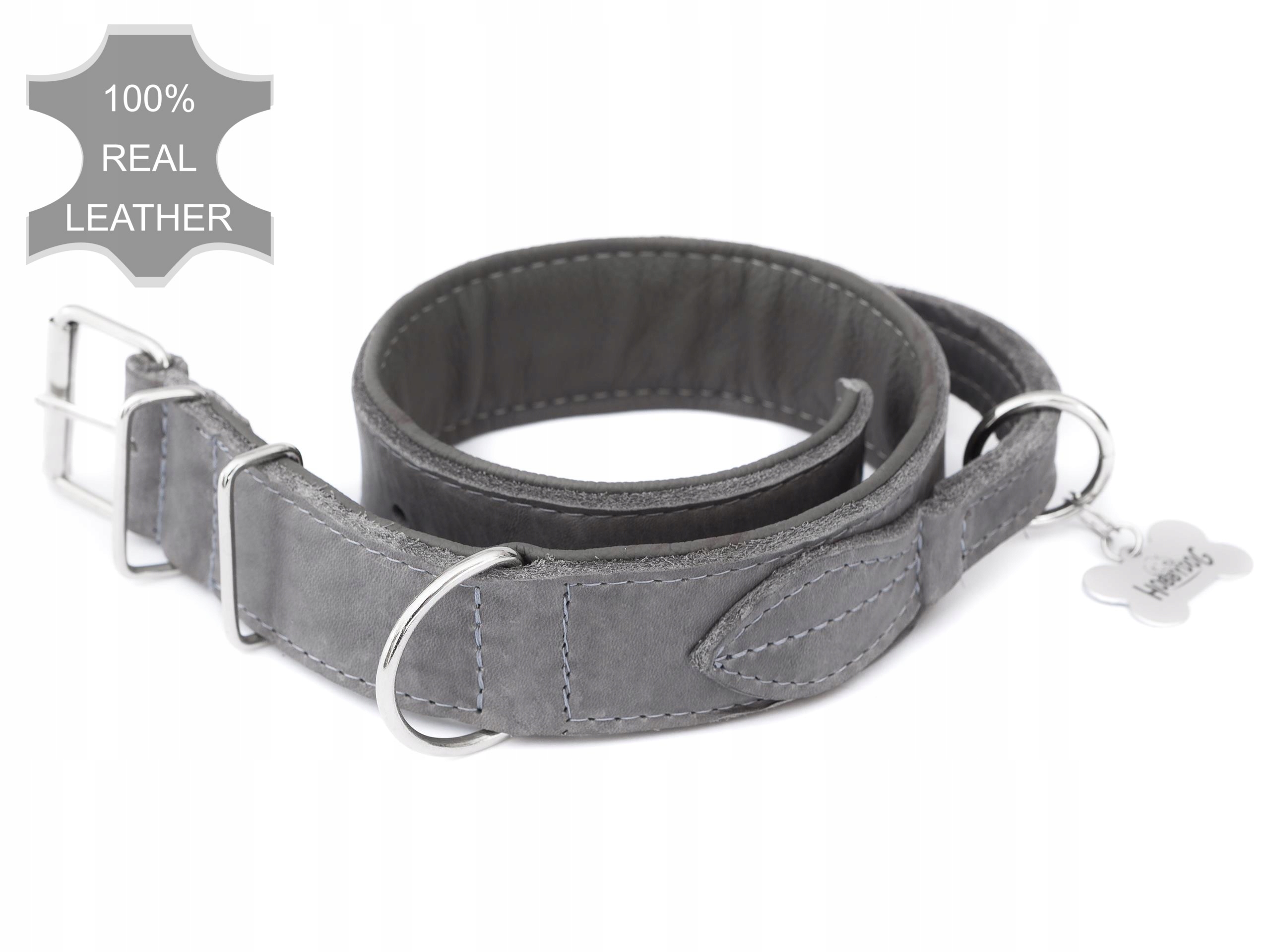 Levně Kožený obojek s rukojetí, silný, s obvodem 47-54 cm