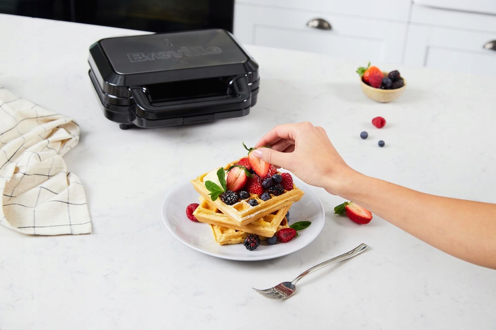 BREVILLE 3w1 Opiekacz Gofrownica Panini Czarny Stal Nierdzewna — miniatura 12