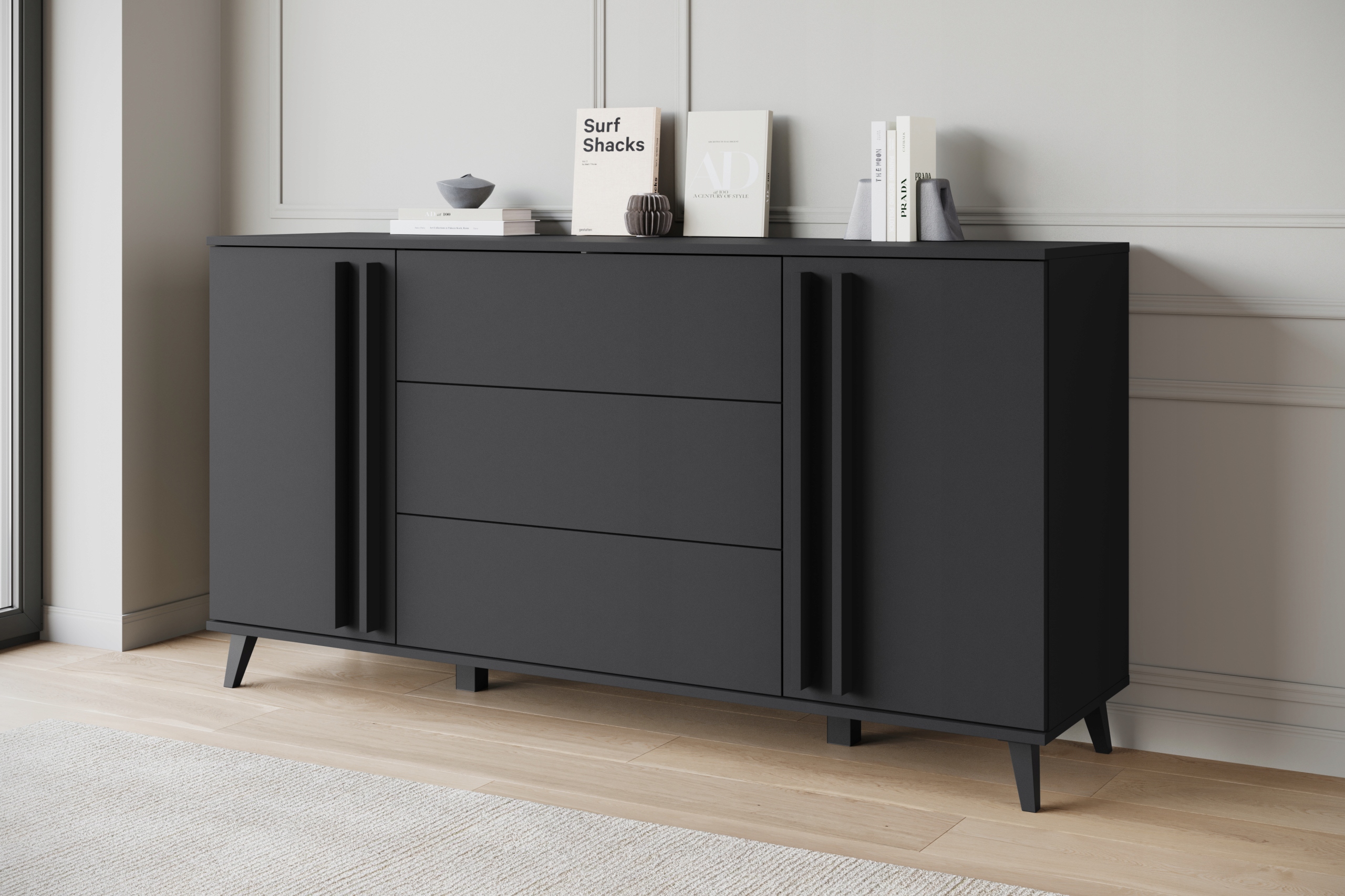 Szafka RTV HELSINKI 180 Czarny Grafit Typ stojąca