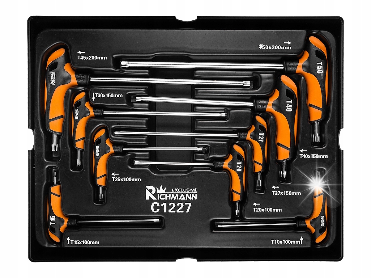 НАБОР ГАЕЧНЫХ КЛЮЧЕЙ TORX T-ОБРАЗНАЯ РУЧКА 9 ЭЛЕМЕНТОВ КАРТРИДЖ ДЛЯ МАСТЕРСКОЙ ТЕЛЕЖКИ RICHMANN