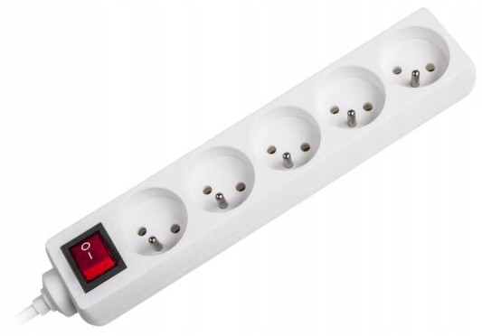 Przedłużacz 5 gniazd 1,5m typu niemieckiego z przełącznikiem (3x1,0mm)