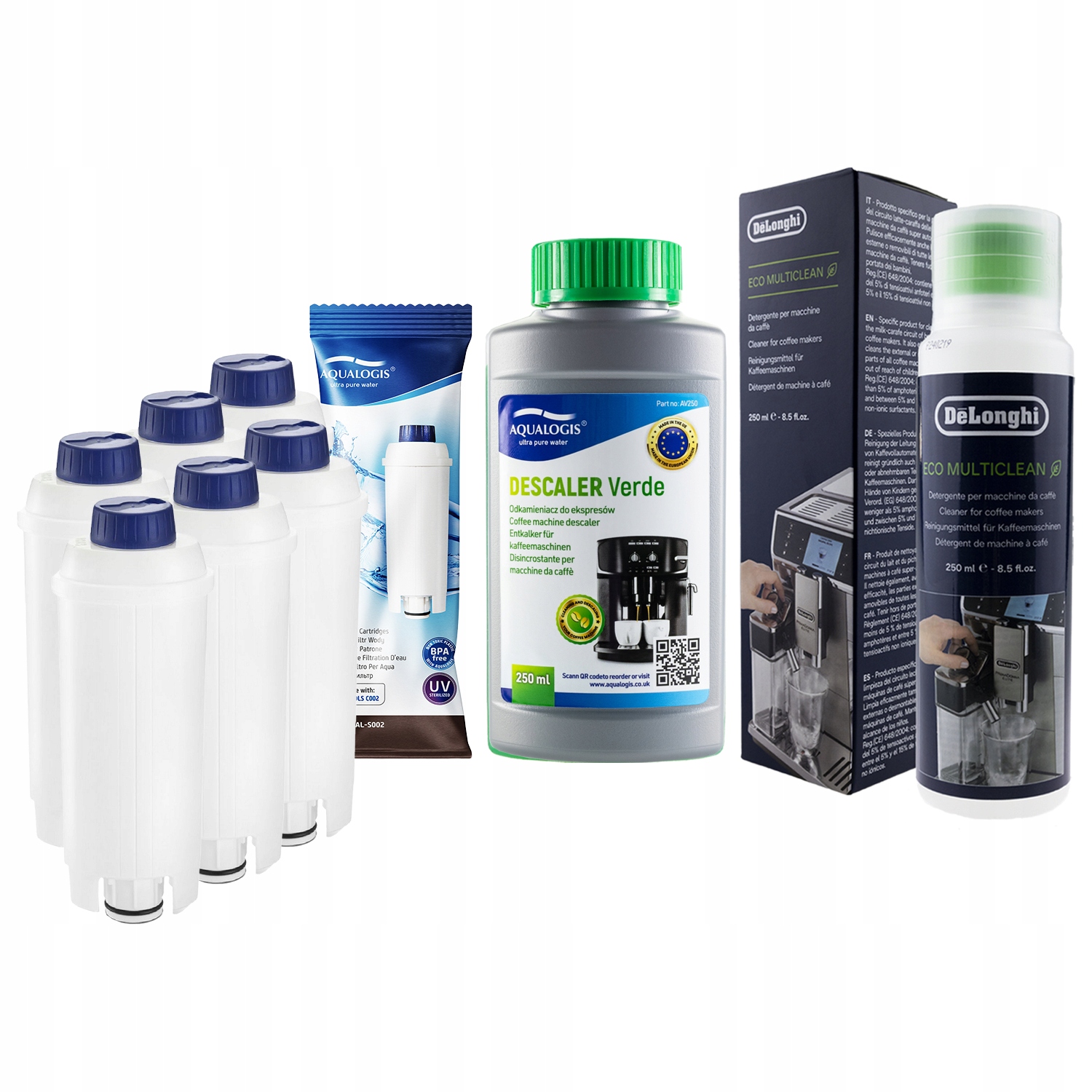 6x Filtr do kávovaru Delonghi AL-S002 3013 250 ml Odvápňovač 250 ml