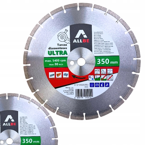 Tarcza Diamentowa 350mm Do Cięcia Betonu Kostki Cegły Segment 10MM 25.4mm