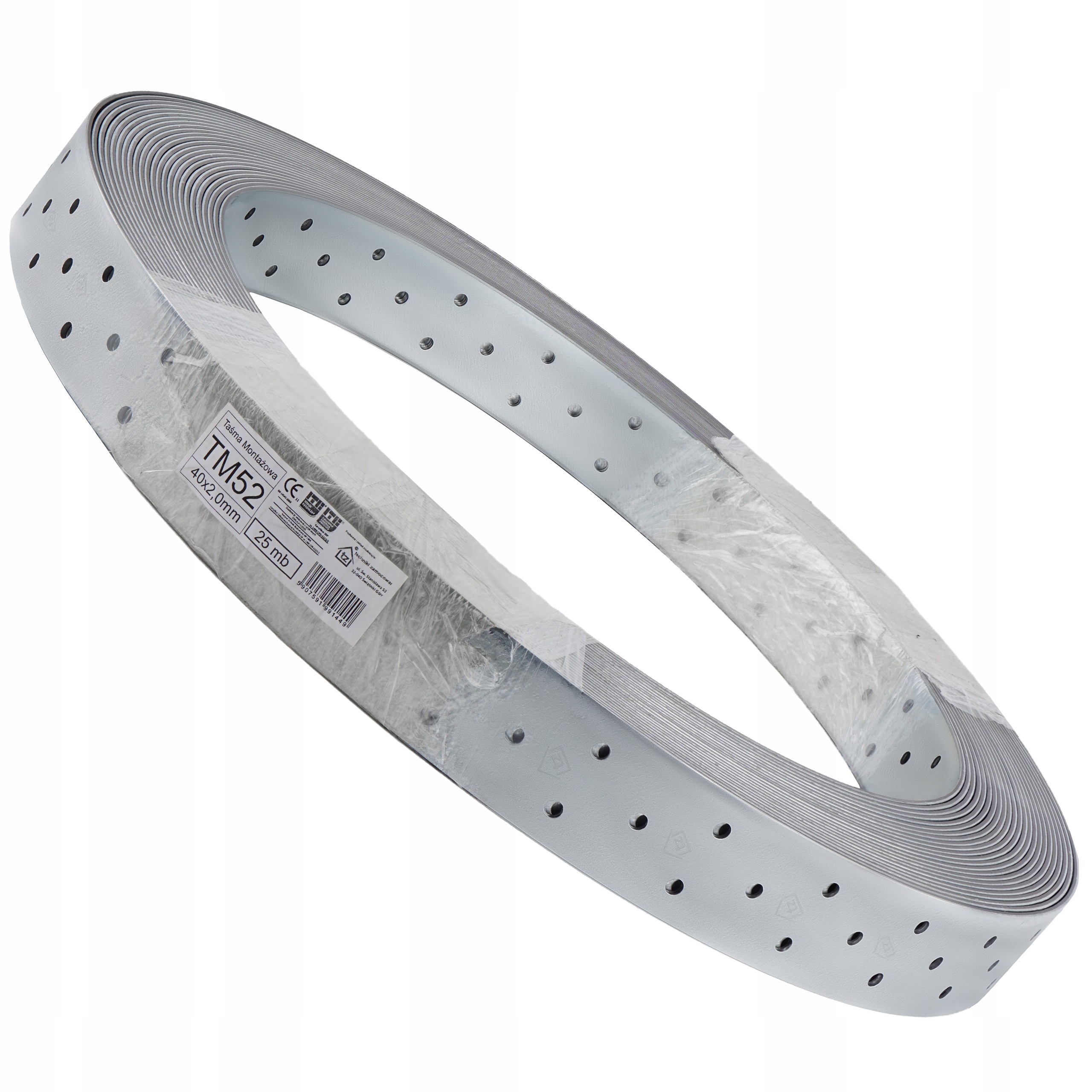 Perforovaná koncentračná páska 40 x 2 mm x 25 m oceľová TM52